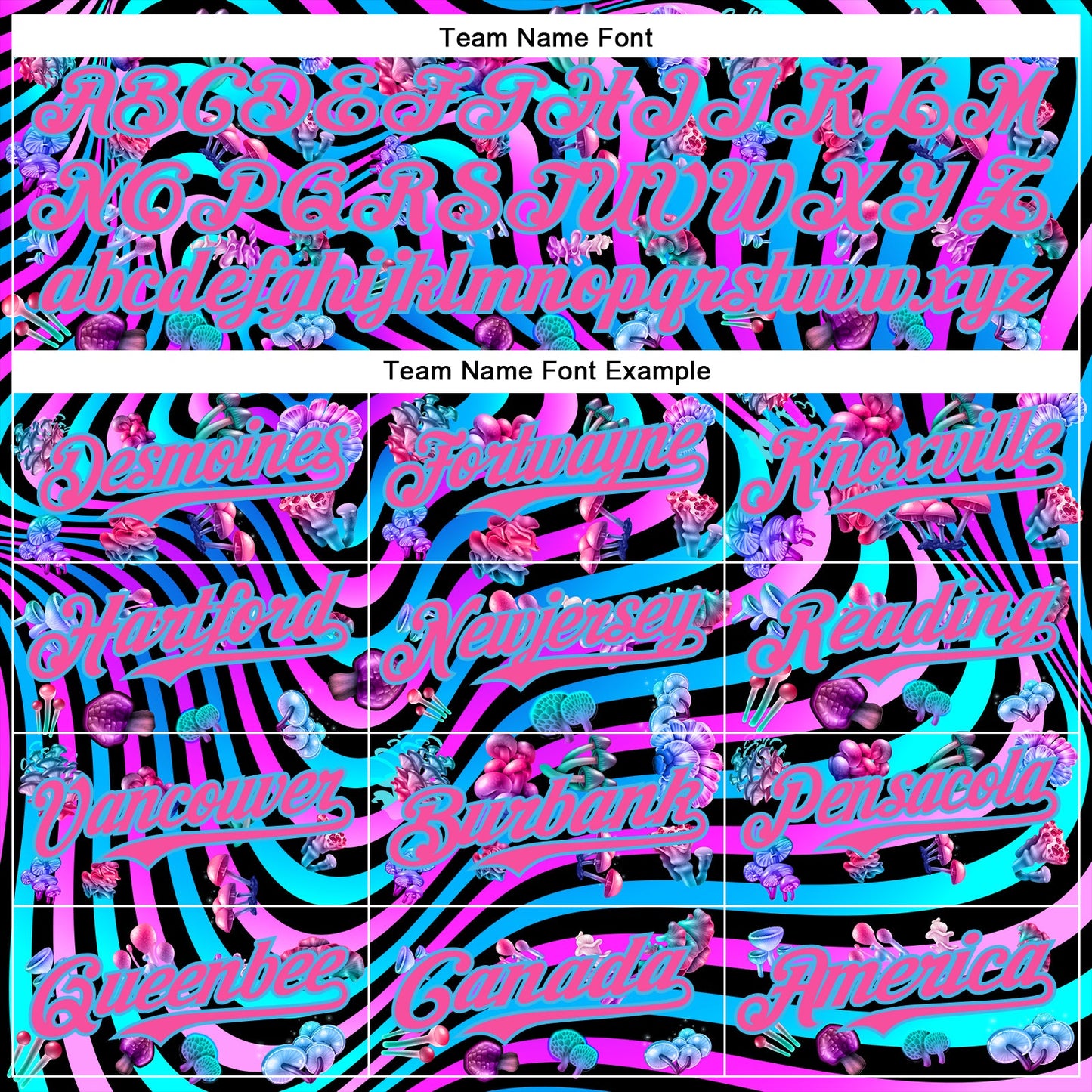 Custom Black Pink Purple-Sky Blue 3D Pattern Design Trippy Psychedelic Magic Mushrooms Authentic Baseball Jersey view 4