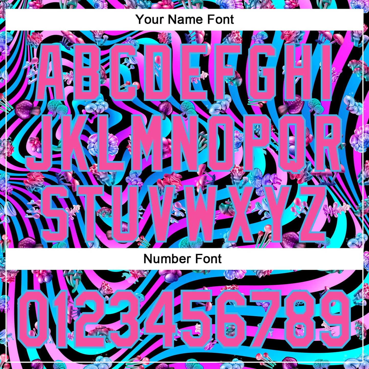 Custom Black Pink Purple-Sky Blue 3D Pattern Design Trippy Psychedelic Magic Mushrooms Authentic Baseball Jersey view 5