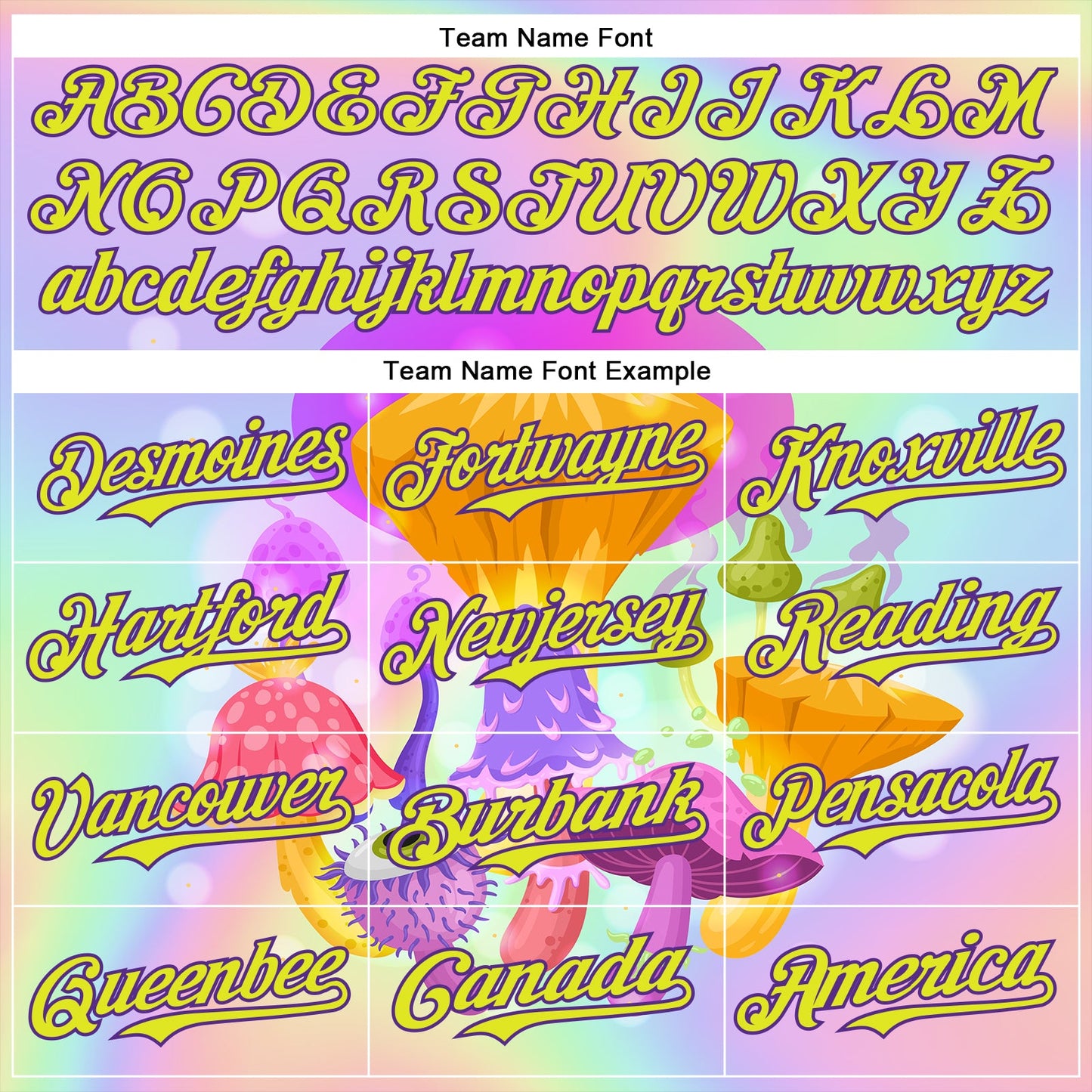 Custom Purple Neon Yellow 3D Pattern Design Trippy Psychedelic Magic Mushrooms Authentic Baseball Jersey view 4