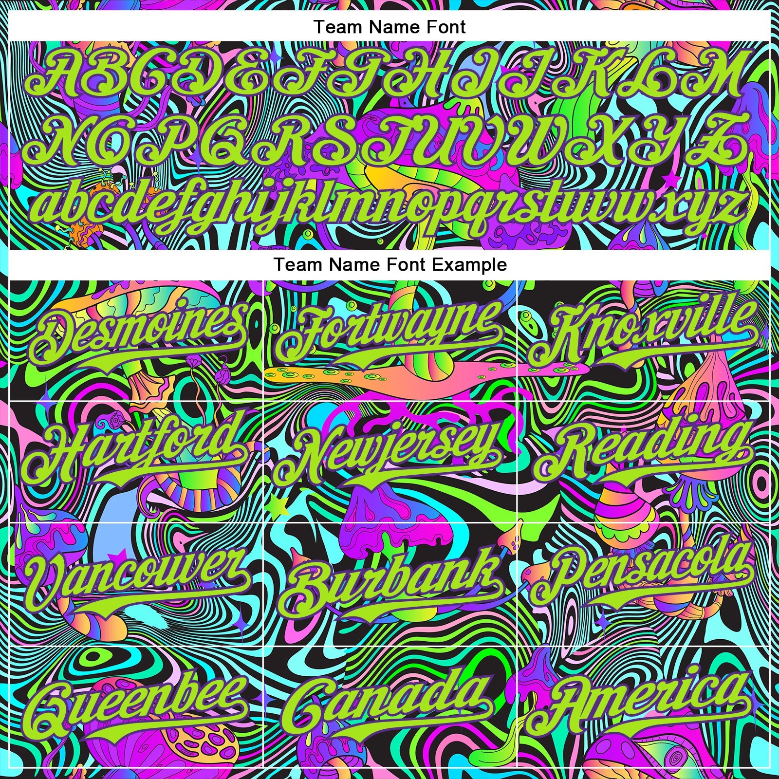 Custom Purple Neon Green 3D Pattern Design Trippy Groovy Magic Mushrooms Authentic Baseball Jersey view 4
