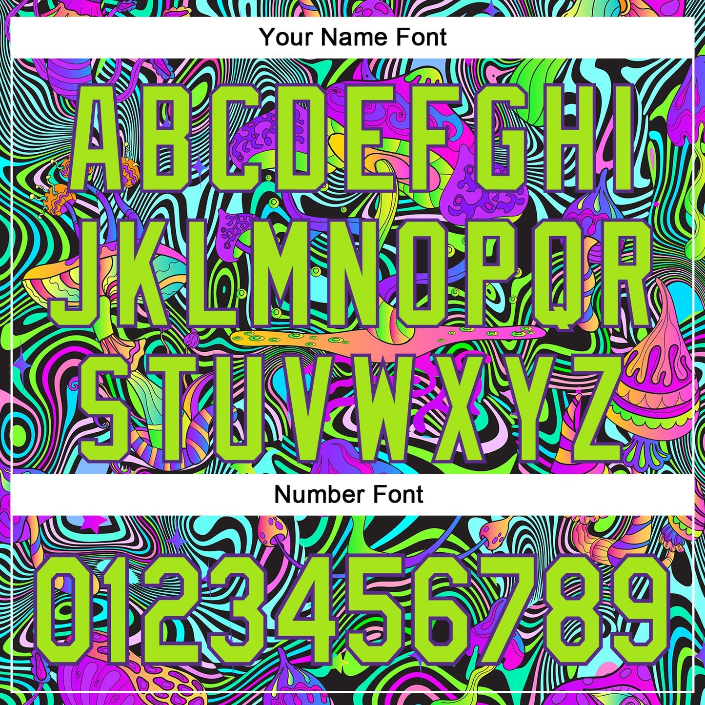 Custom Purple Neon Green 3D Pattern Design Trippy Groovy Magic Mushrooms Authentic Baseball Jersey view 5