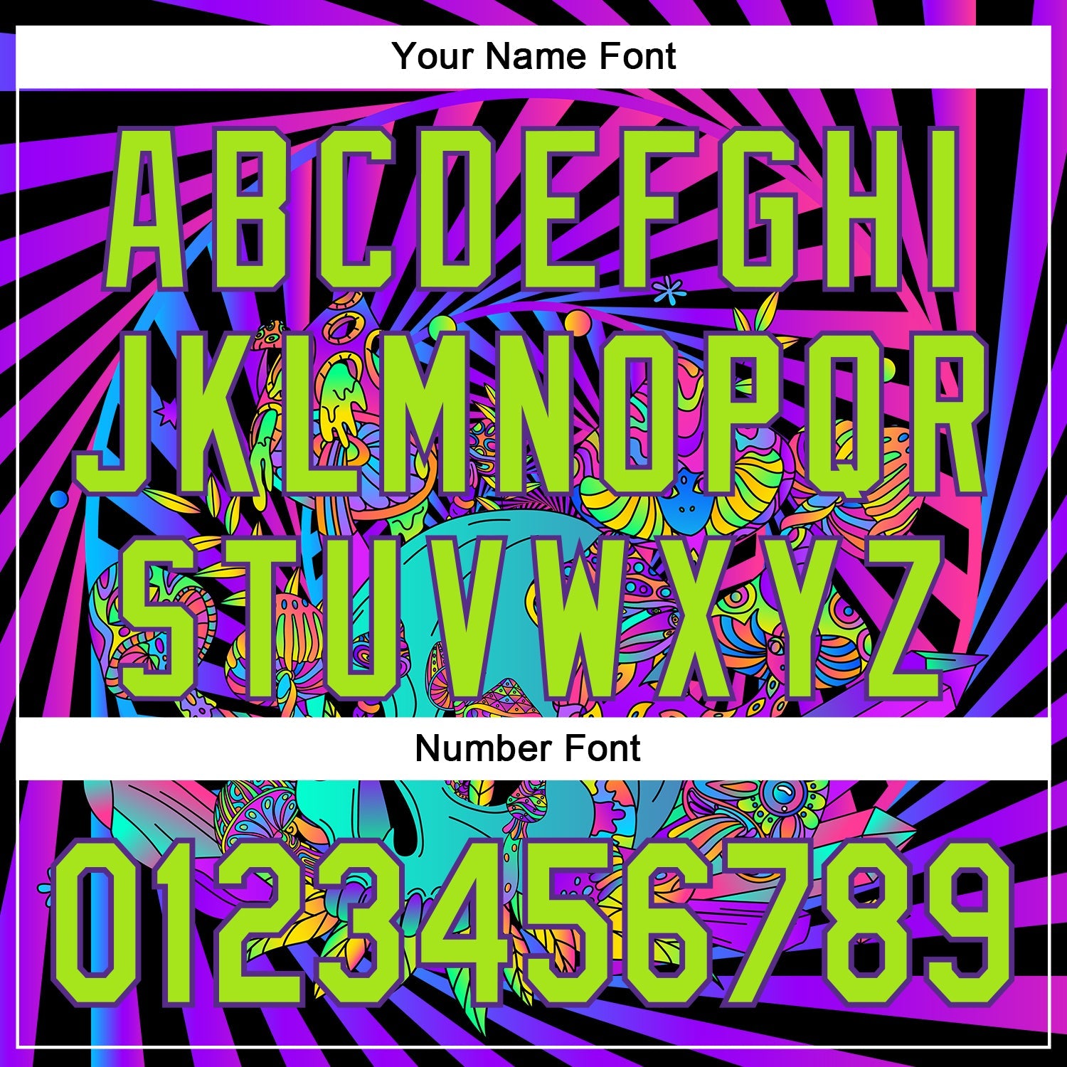 Custom Purple Neon Green 3D Pattern Design Trippy Magic Mushrooms Skull Authentic Baseball Jersey view 5