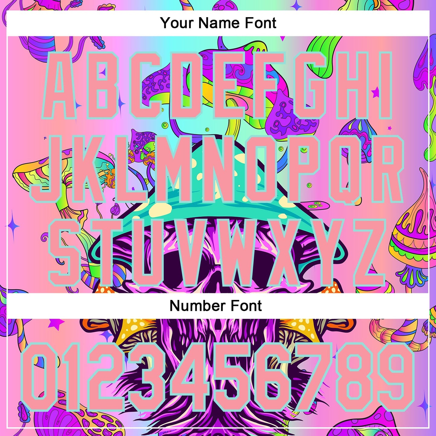 Custom Purple Medium Pink-Ice Blue 3D Pattern Design Trippy Magic Mushrooms Skull Authentic Baseball Jersey view 5