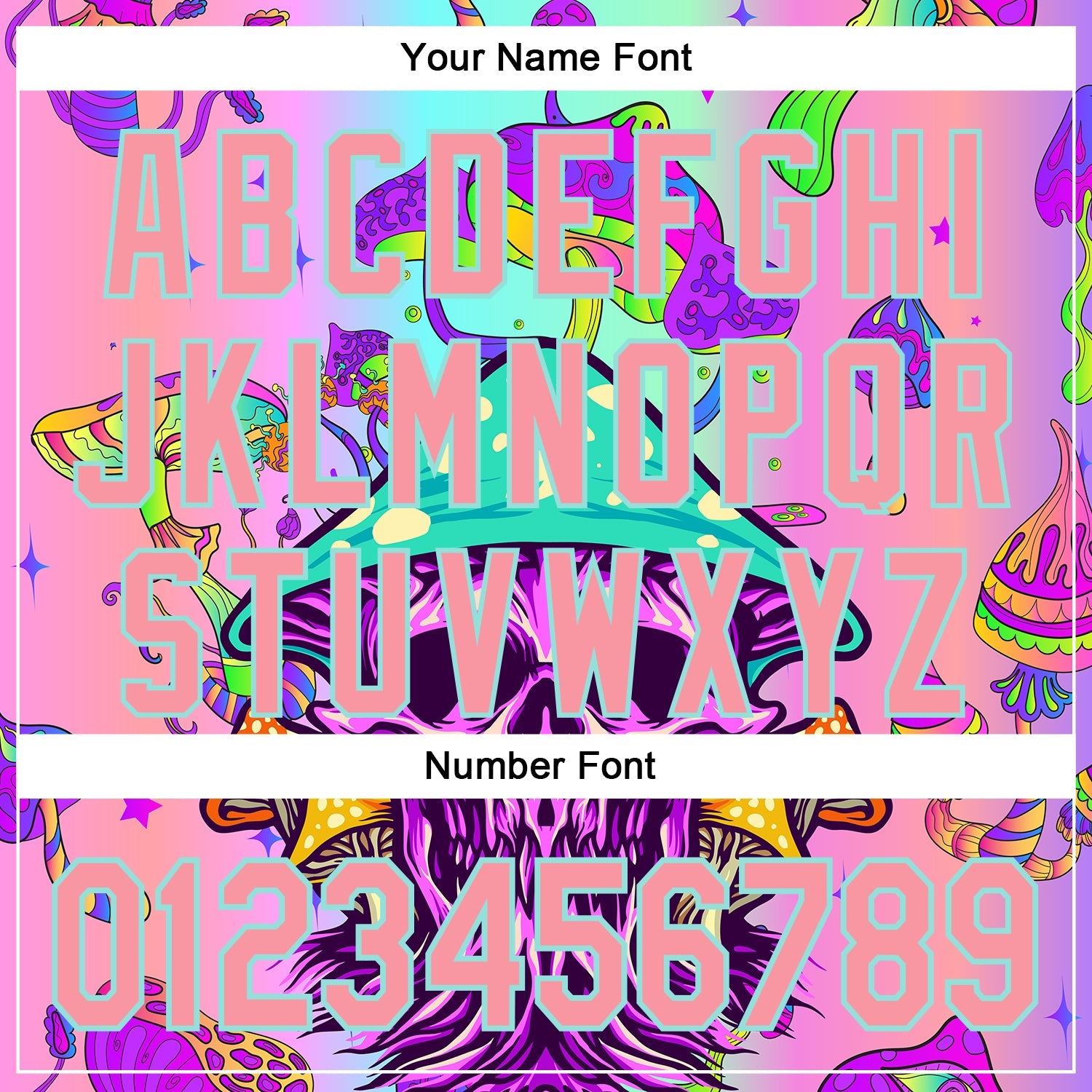 Custom Purple Medium Pink-Ice Blue 3D Pattern Design Trippy Magic Mushrooms Skull Authentic Baseball Jersey view 5