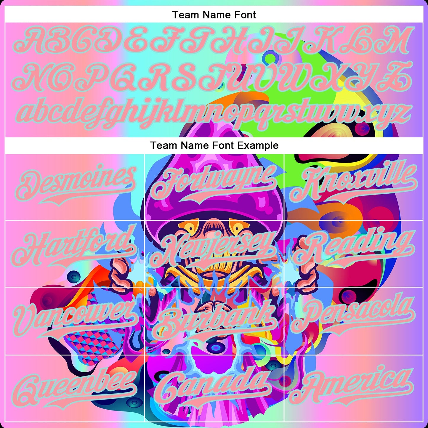 Custom Purple Medium Pink-Ice Blue 3D Pattern Design Trippy Magic Mushrooms Acid Authentic Baseball Jersey view 4