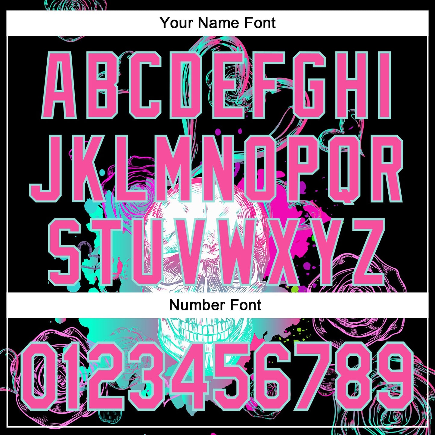 Custom Black Pink-Ice Blue 3D Pattern Design Trippy Magic Mushrooms Skull Authentic Baseball Jersey view 5
