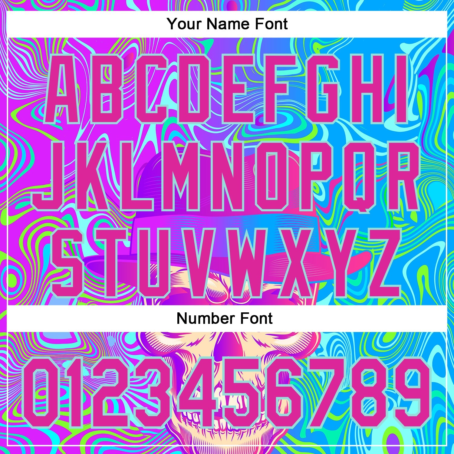 Custom Blue Deep Pink-Ice Blue 3D Pattern Design Trippy Magic Mushrooms Skull Authentic Baseball Jersey view 5