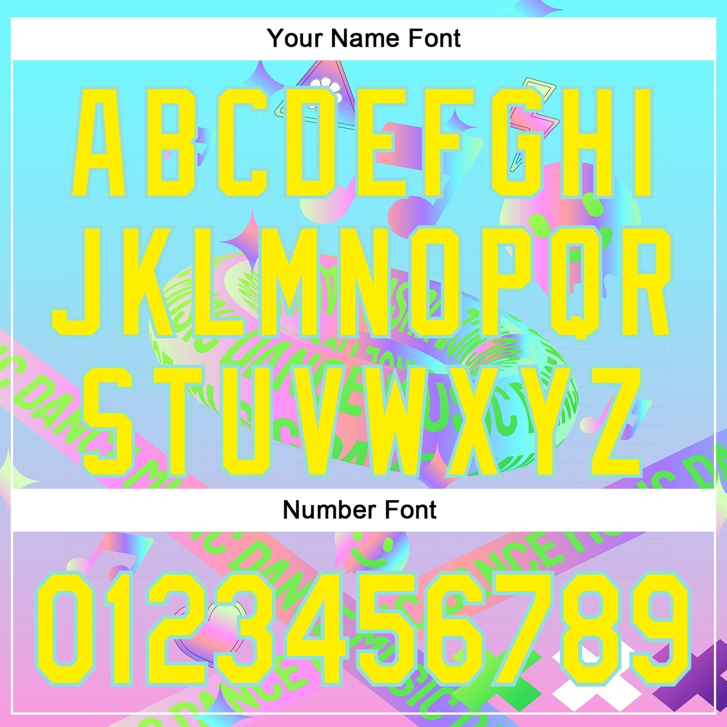 Custom Blue Light Yellow-Ice Blue 3D Pattern Design Trippy Dance Music Acid Authentic Baseball Jersey view 5