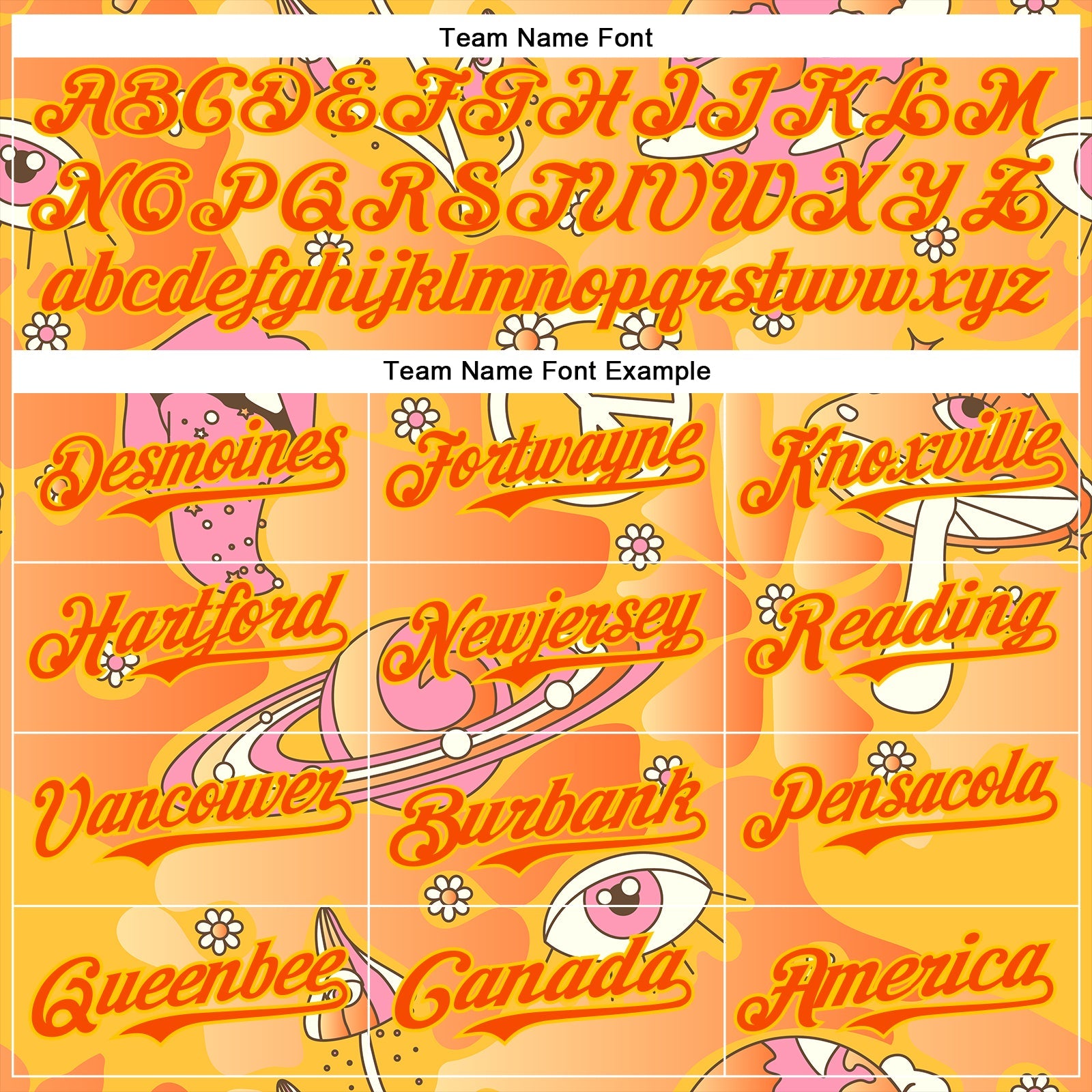 Custom Gold Orange-Yellow 3D Pattern Design Trippy Magic Mushrooms Groove Authentic Baseball Jersey view 4
