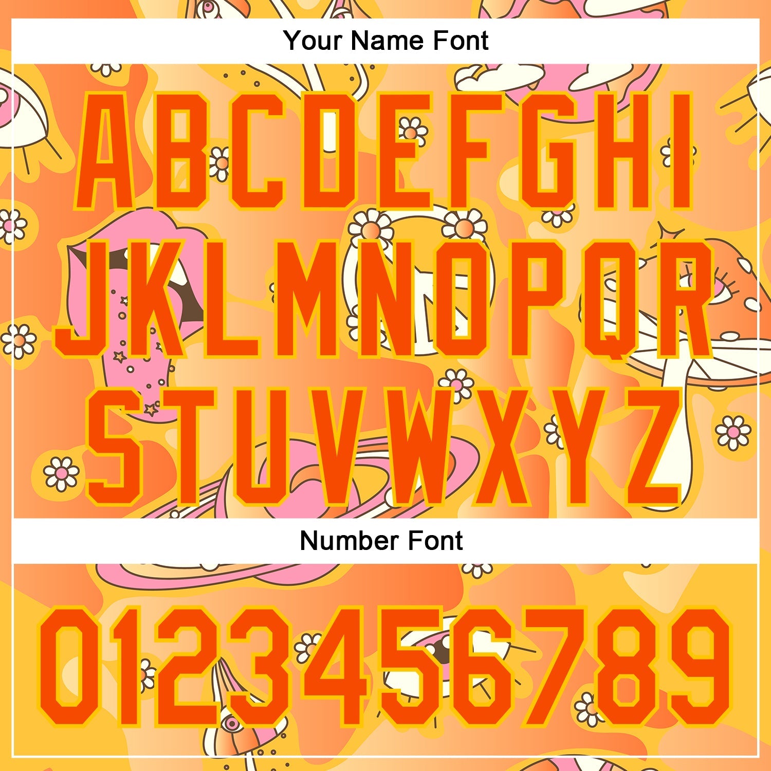 Custom Gold Orange-Yellow 3D Pattern Design Trippy Magic Mushrooms Groove Authentic Baseball Jersey view 5