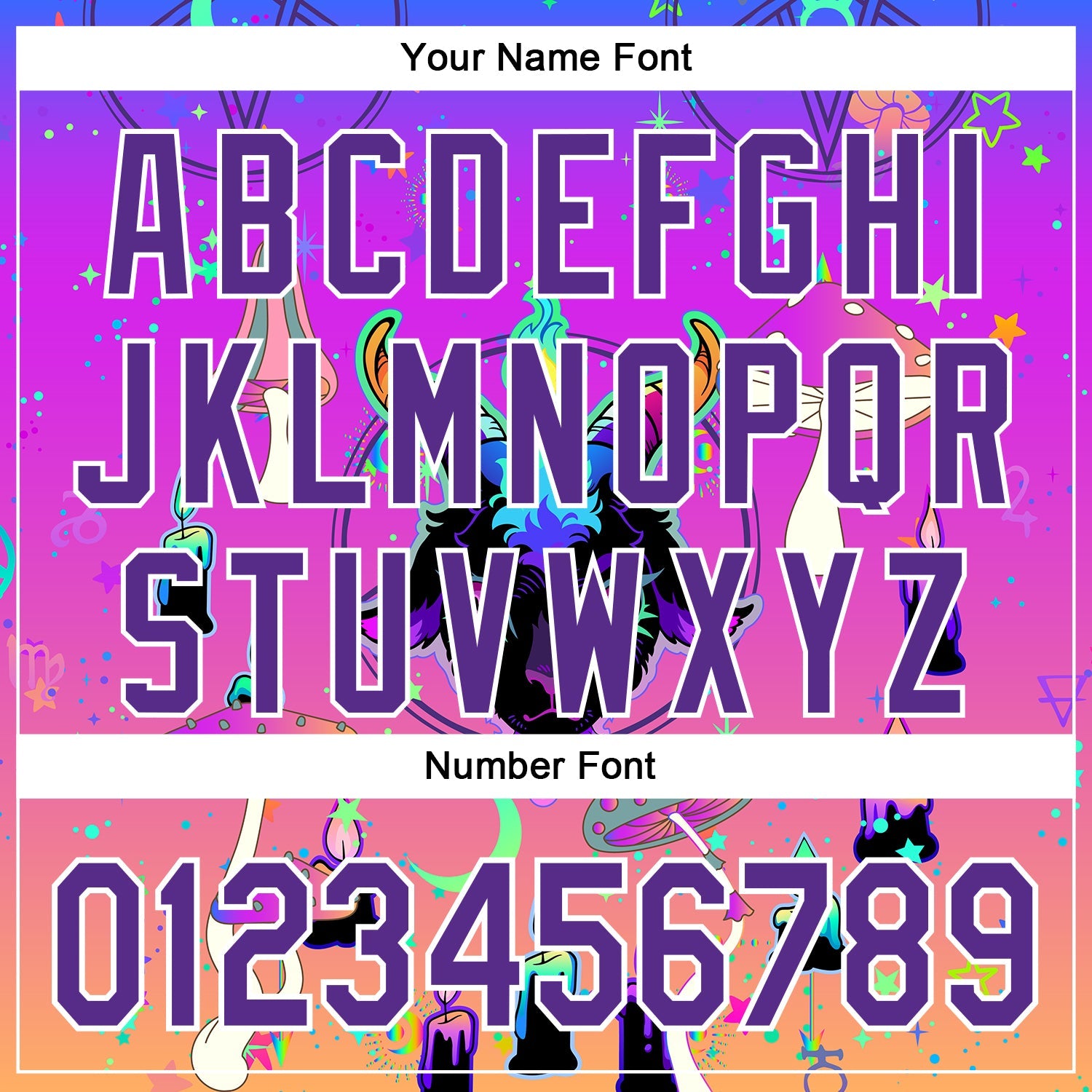 Custom Purple White 3D Pattern Design Trippy Magic Mushrooms Devil Authentic Baseball Jersey view 5