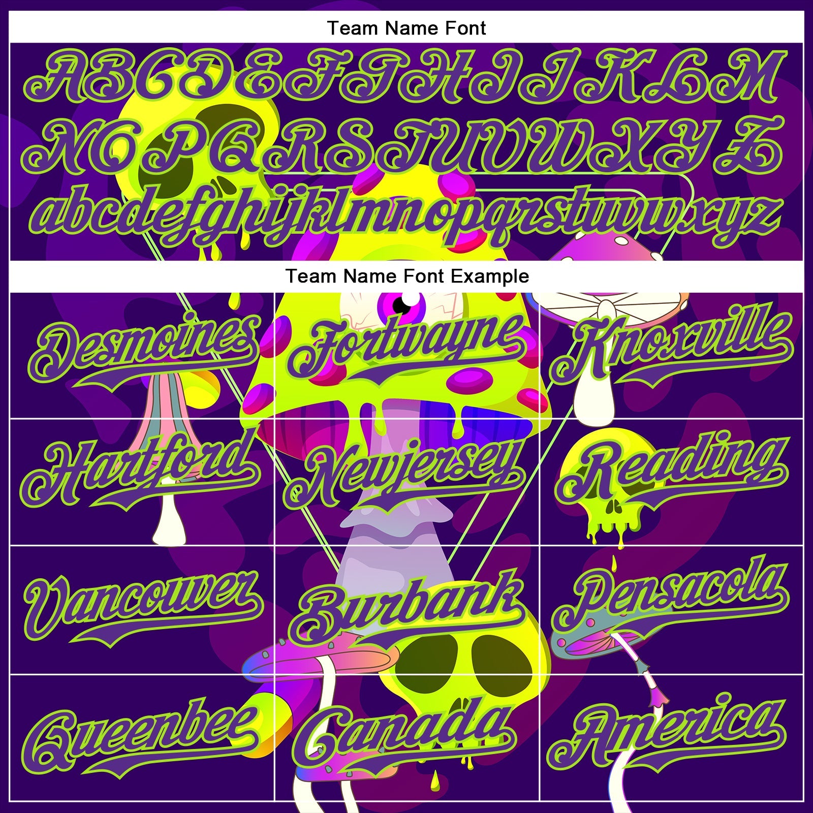 Custom Black Purple-Neon Green 3D Pattern Design Trippy Magic Mushrooms Skull Authentic Baseball Jersey view 4