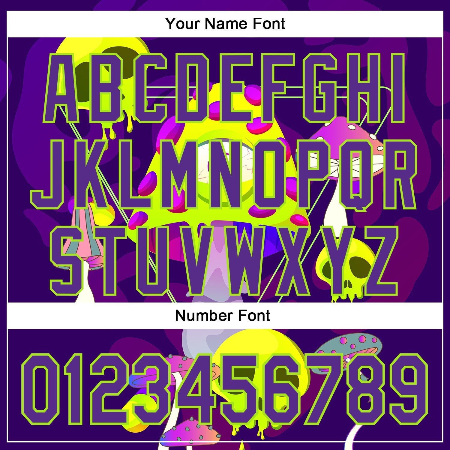 Custom Black Purple-Neon Green 3D Pattern Design Trippy Magic Mushrooms Skull Authentic Baseball Jersey view 5