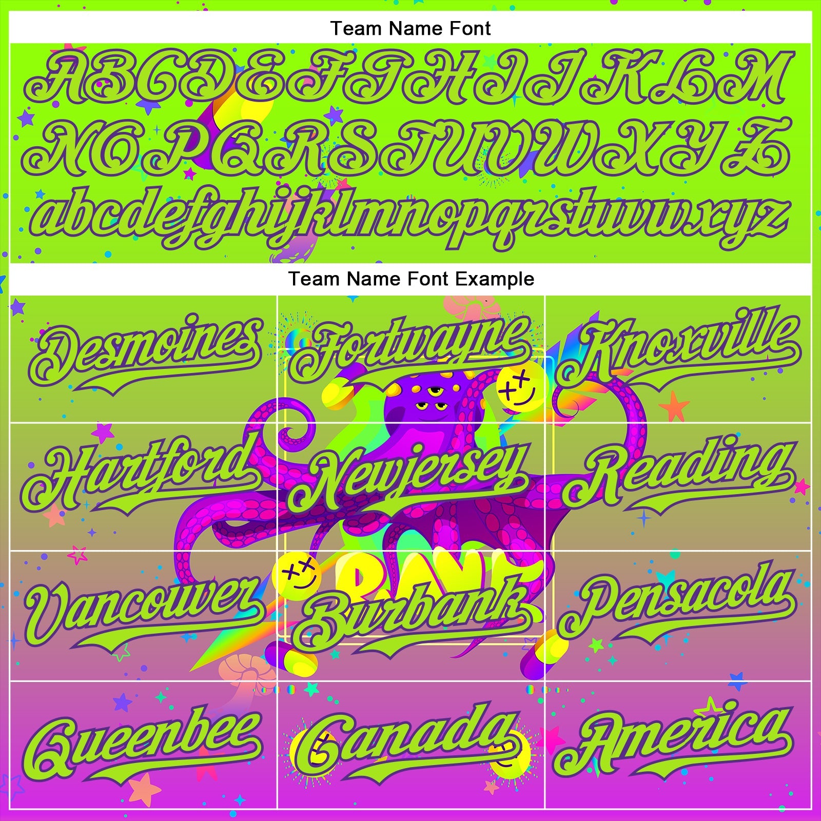 Custom Green Neon Green-Purple 3D Pattern Design Trippy Psychedelic Octopus Authentic Baseball Jersey view 4