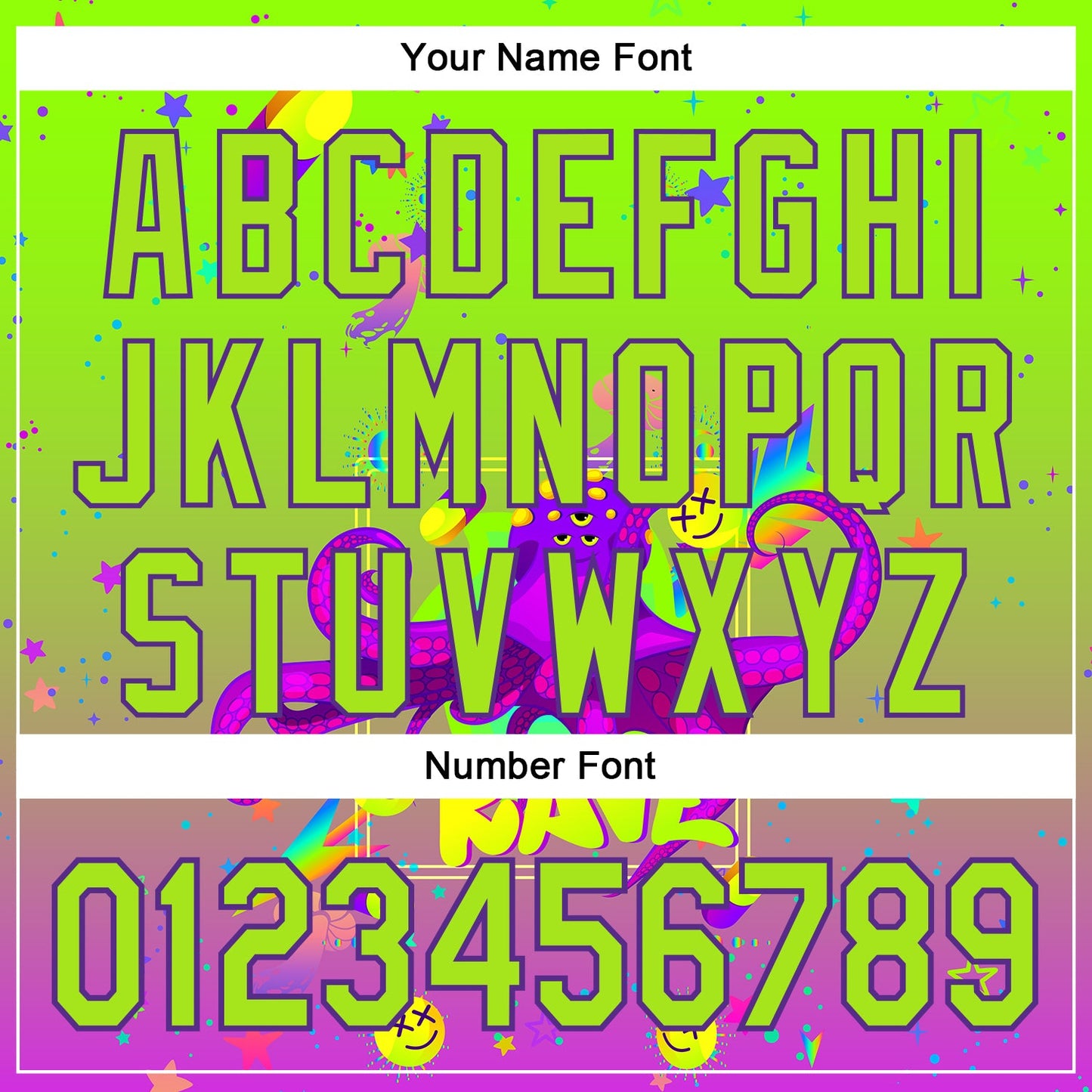 Custom Green Neon Green-Purple 3D Pattern Design Trippy Psychedelic Octopus Authentic Baseball Jersey view 5