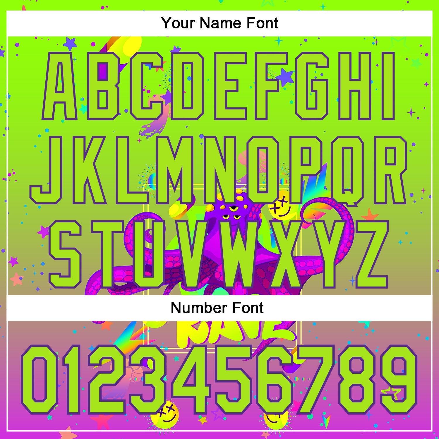 Custom Green Neon Green-Purple 3D Pattern Design Trippy Psychedelic Octopus Authentic Baseball Jersey view 5