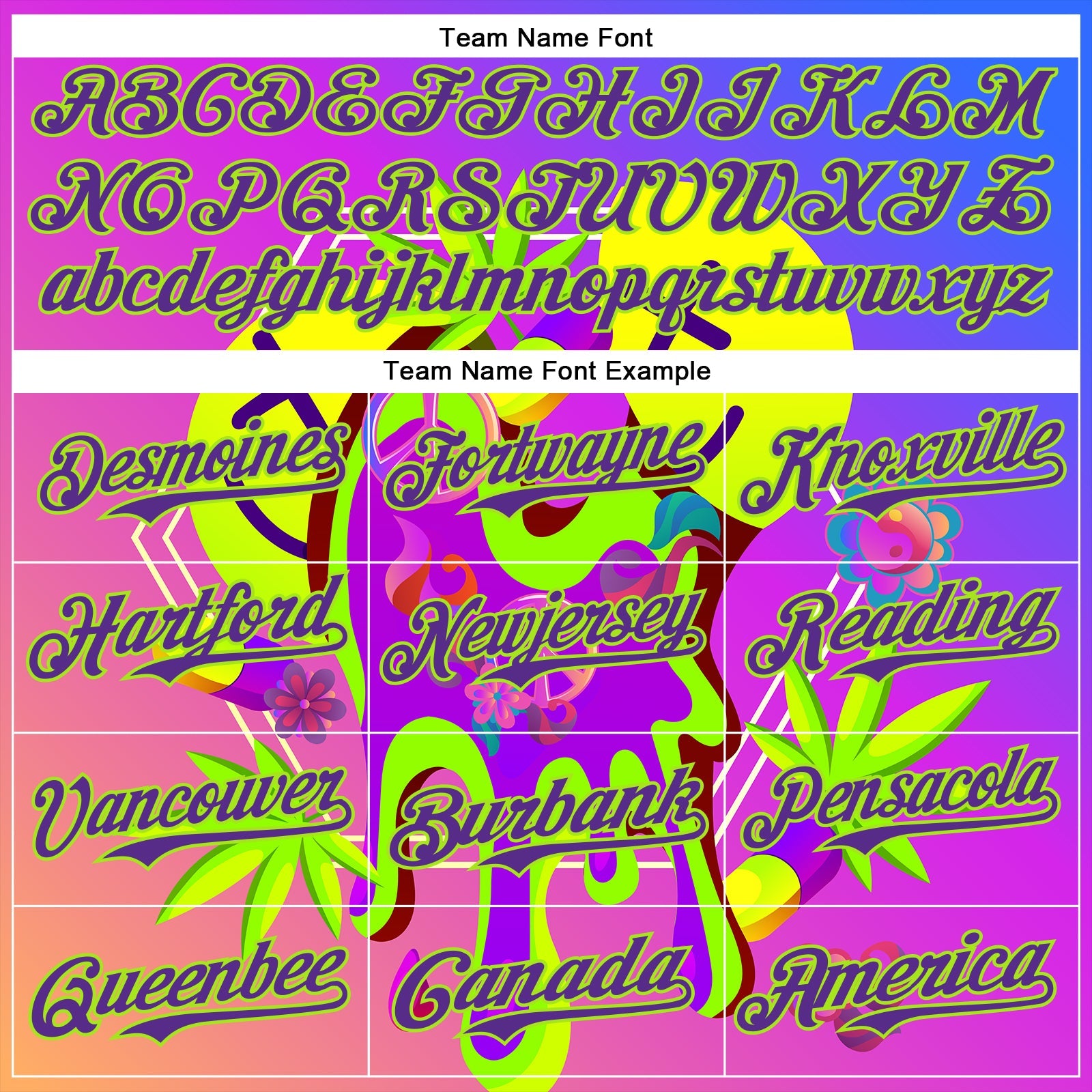 Custom Purple Neon Green 3D Pattern Design Trippy Psychedelic Peace Sign Authentic Baseball Jersey view 4