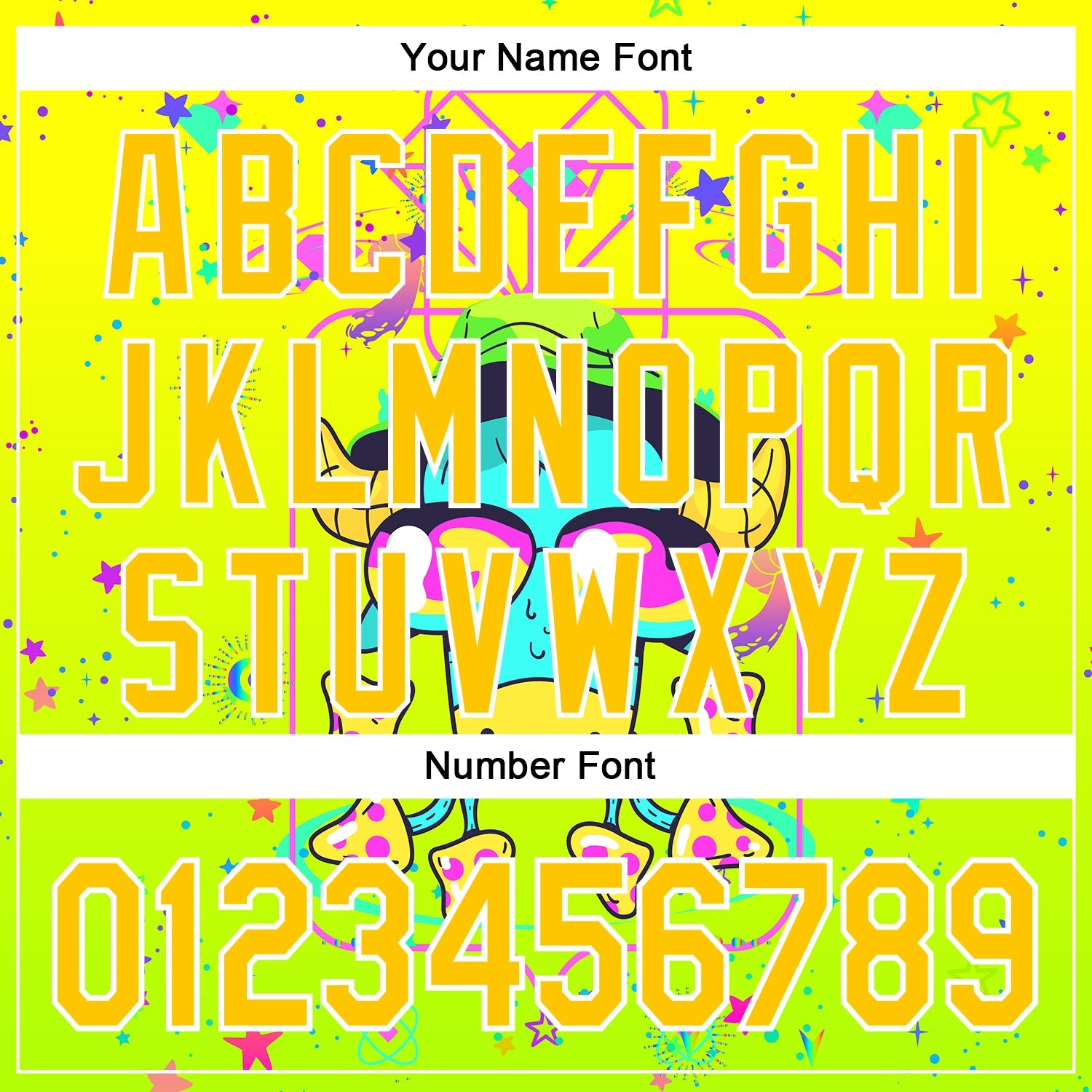 Custom Gold Yellow Green-White 3D Pattern Design Trippy Psychedelic Magic Mushrooms Authentic Baseball Jersey view 5