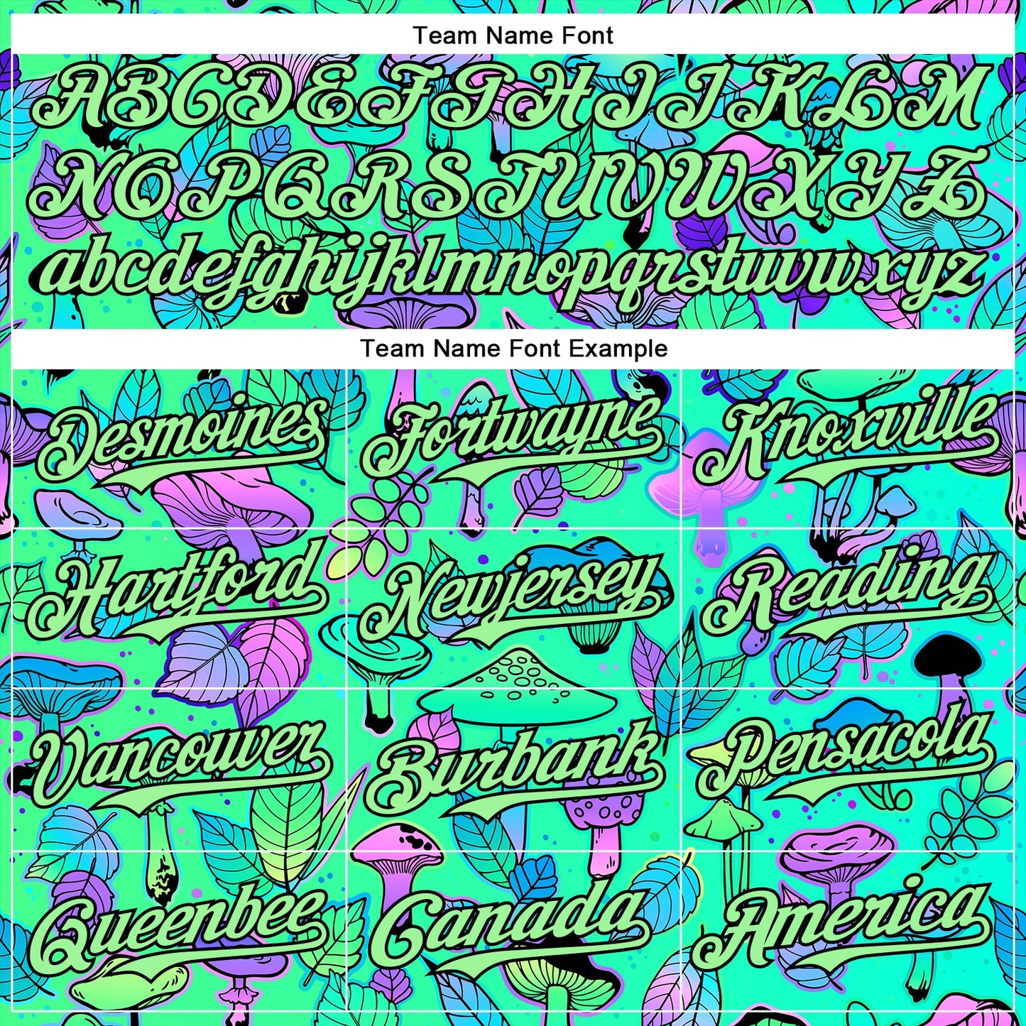 Custom Green Pea Green-Black 3D Pattern Design Trippy Magic Mushrooms Plant Authentic Baseball Jersey view 4