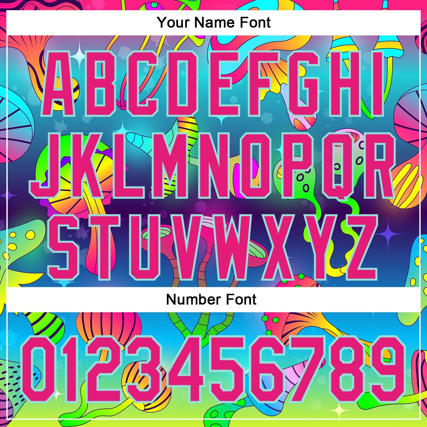 Custom Blue Hot Pink-Ice Blue 3D Pattern Design Trippy Psychedelic Magic Mushrooms Authentic Baseball Jersey view 5