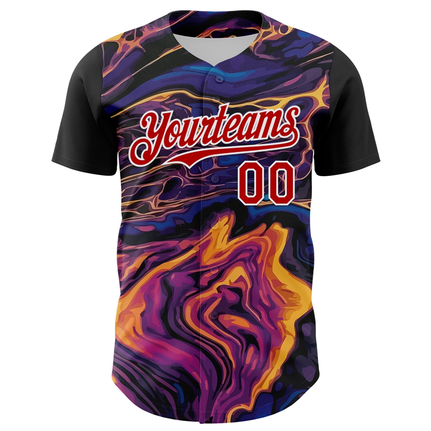 Custom Purple Red-White 3D Pattern Design Burner Costumes Lava Authentic Baseball Jersey view 2