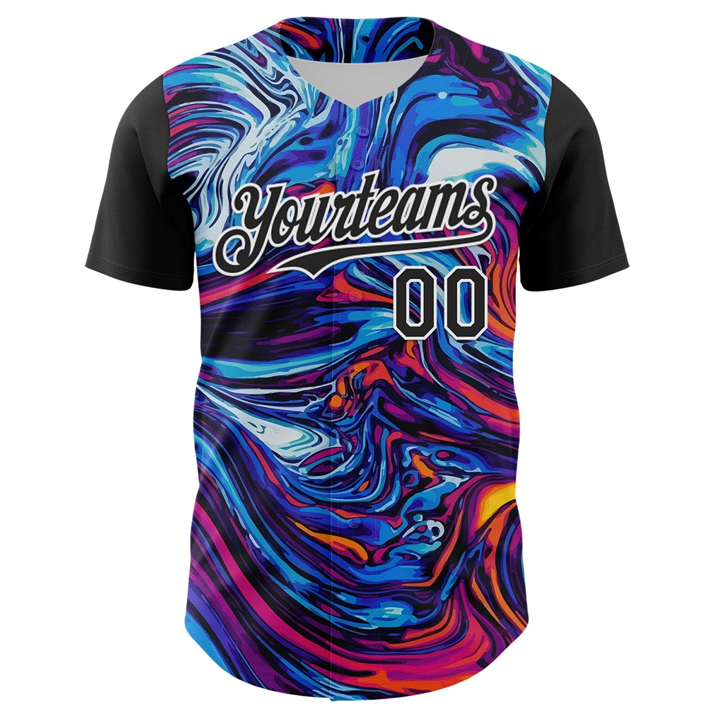 Custom Black White 3D Pattern Design Burner Costumes Lava Authentic Baseball Jersey view 2