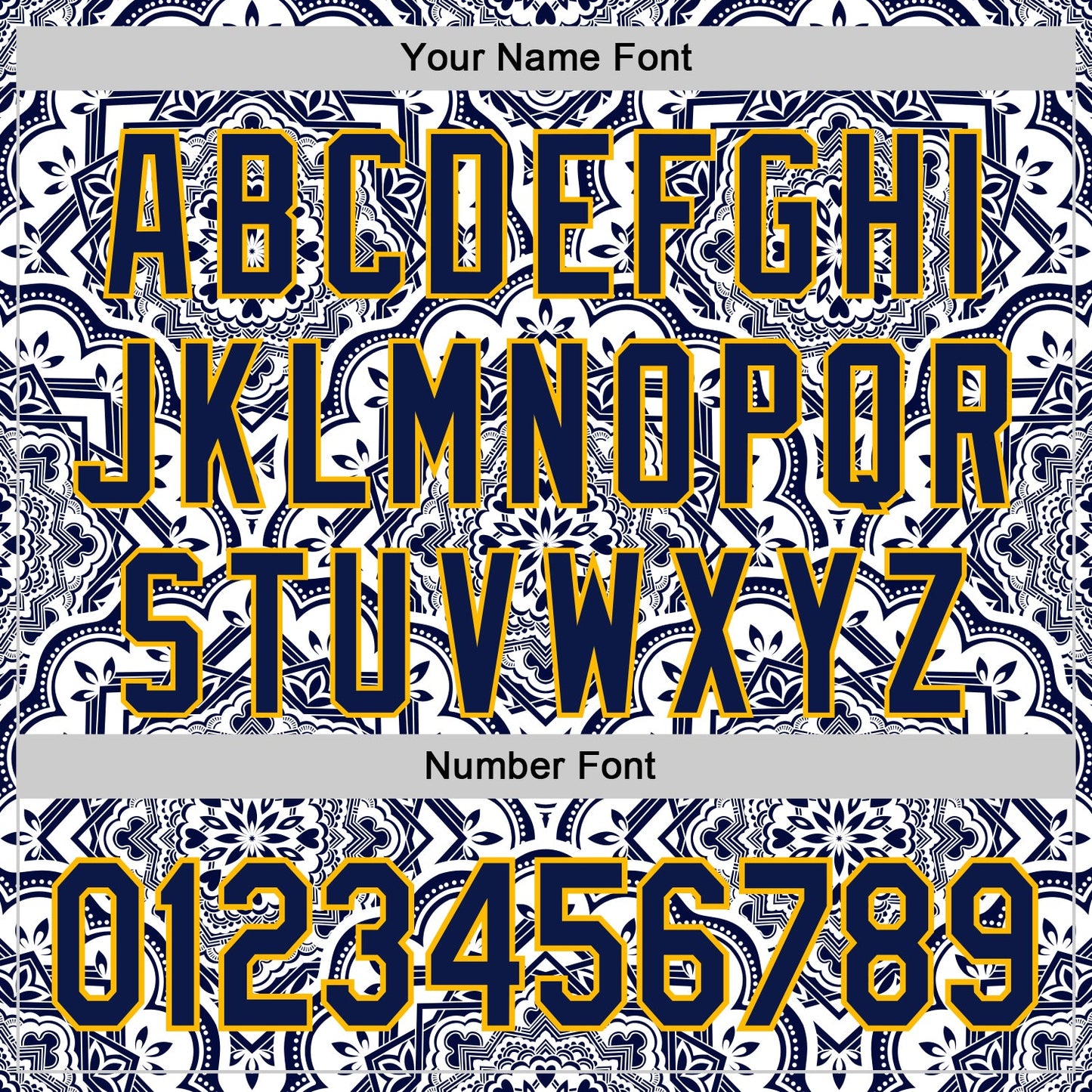 Custom Navy Gold 3D Pattern Design Burner Costumes Damask Authentic Baseball Jersey view 5