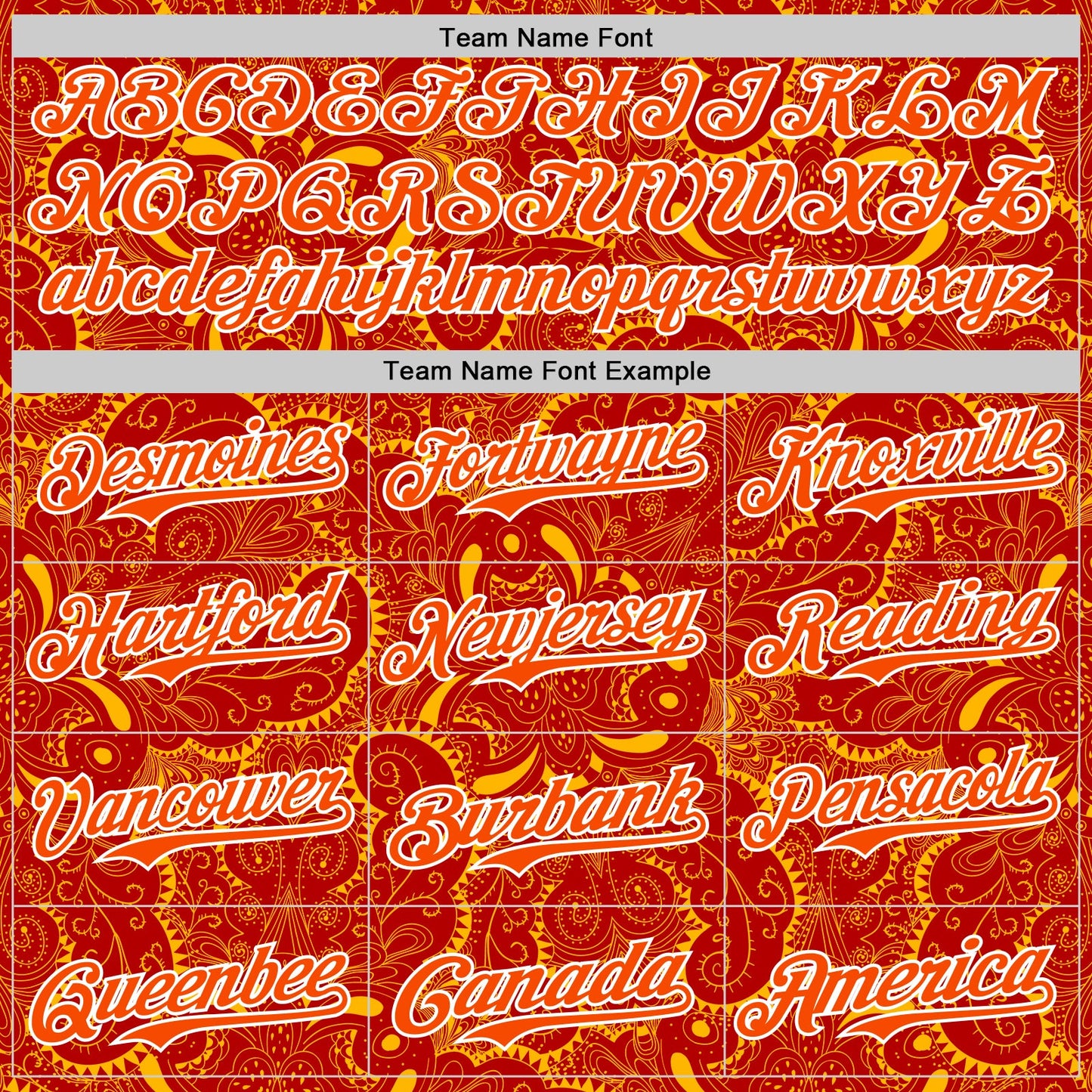 Custom Red Orange Gold-White 3D Pattern Design Burner Costumes Paisley Authentic Baseball Jersey view 4