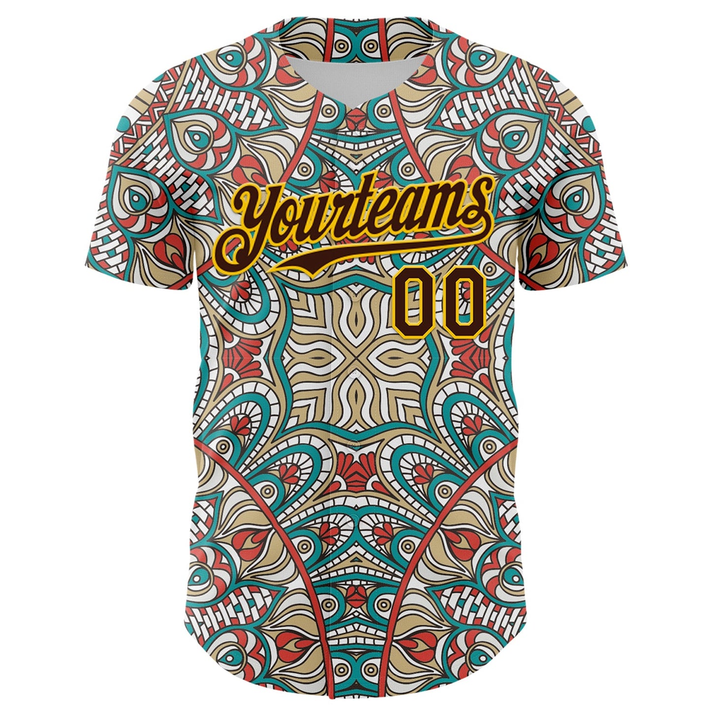 Custom Green Brown-Yellow 3D Pattern Design Burner Costumes Exotic Authentic Baseball Jersey view 2