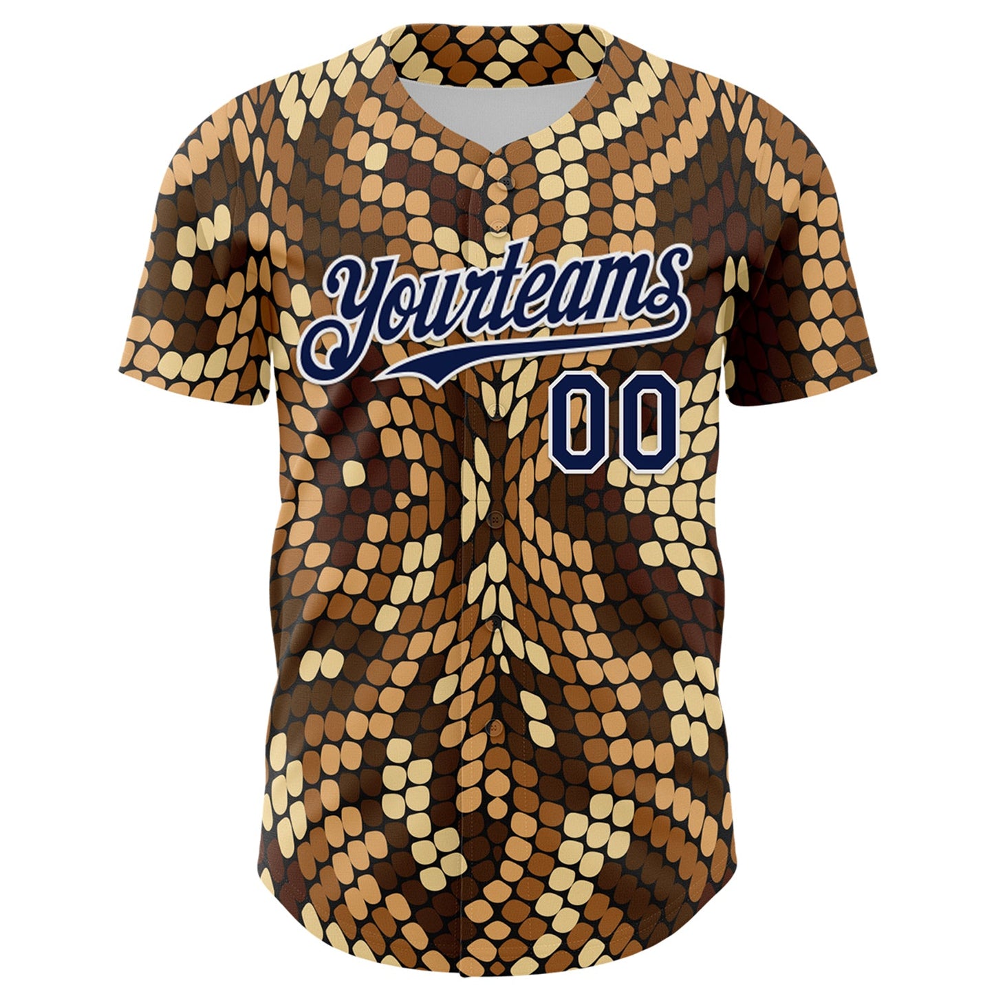 Custom Brown Navy-White 3D Pattern Design Burner Costumes Snake Print Authentic Baseball Jersey view 2