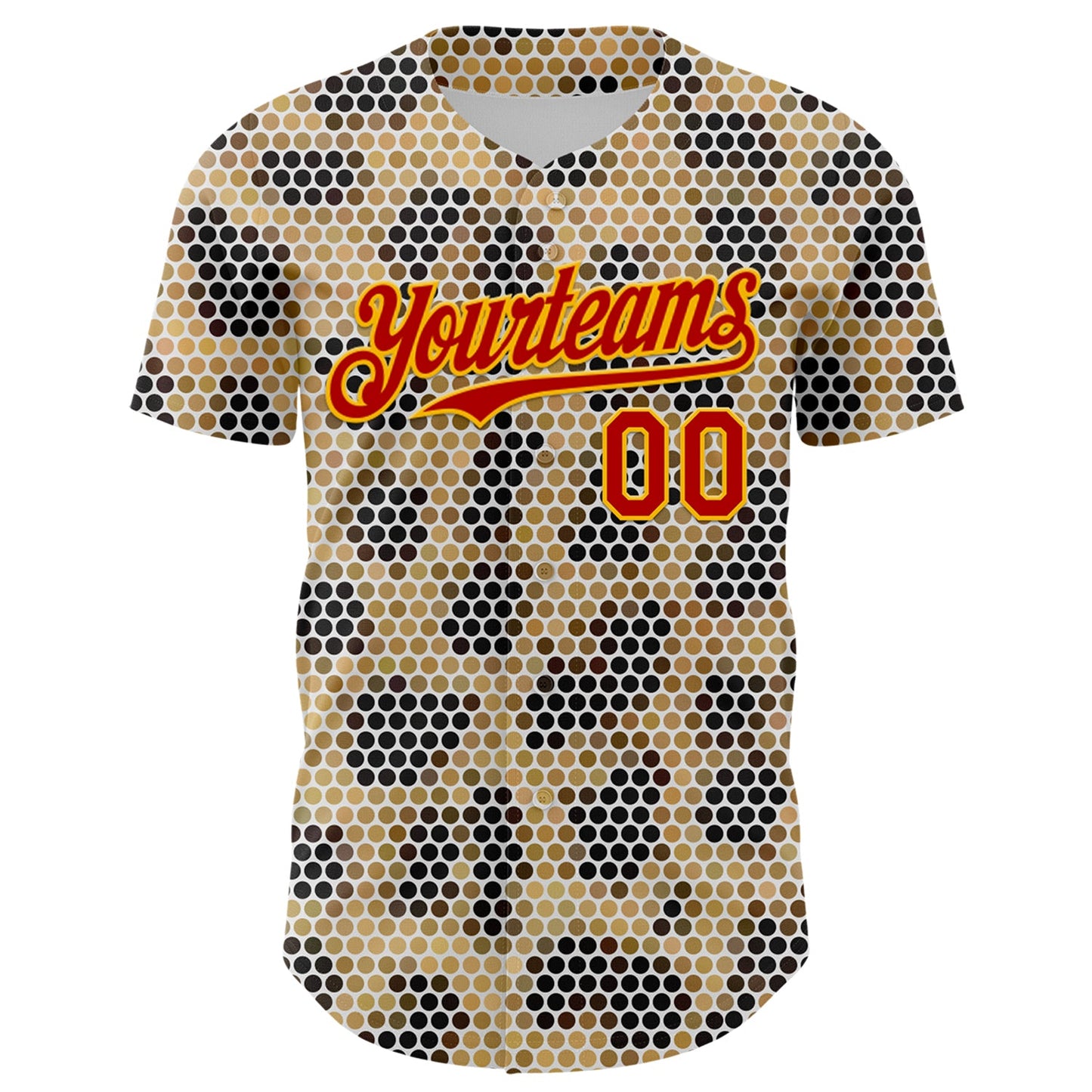 Custom Cream Red-Gold 3D Pattern Design Burner Costumes Leopard Mosaic Authentic Baseball Jersey view 2
