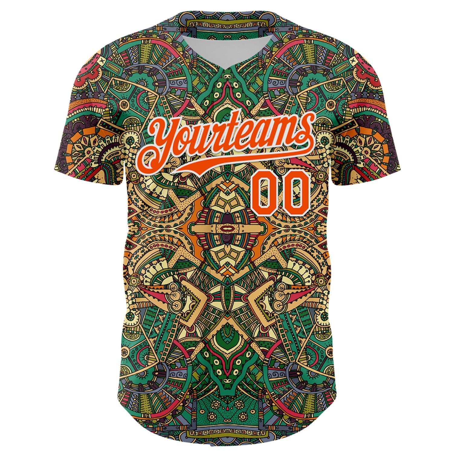 Custom Green Orange-White 3D Pattern Design Burner Costumes Exotic Authentic Baseball Jersey view 2
