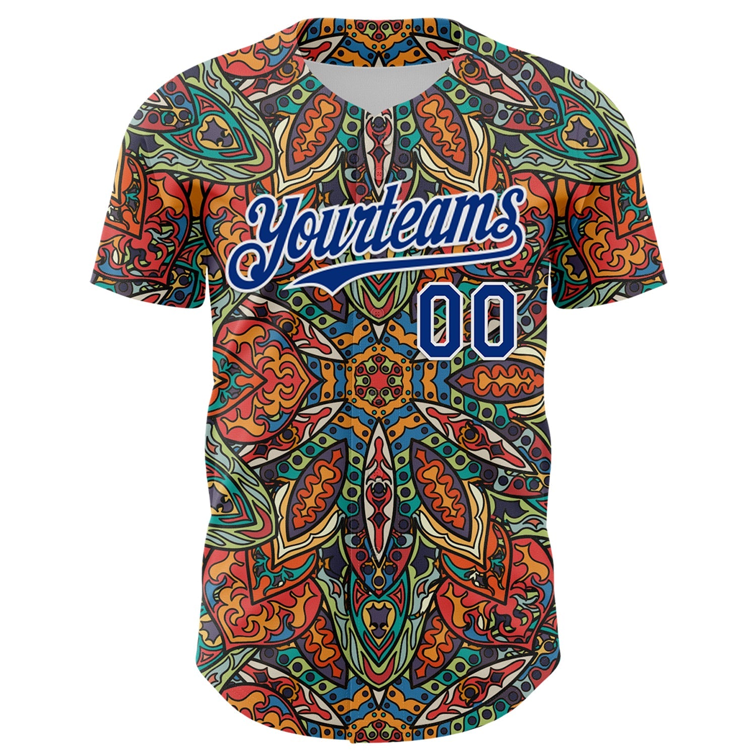 Custom Orange Royal-White 3D Pattern Design Burner Costumes Exotic Authentic Baseball Jersey view 2