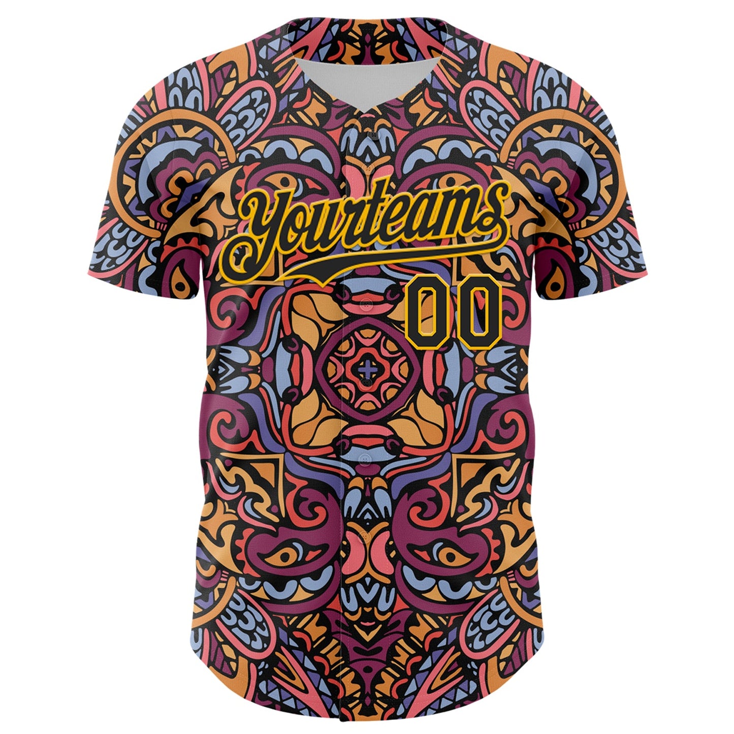 Custom Purple Black-Gold 3D Pattern Design Burner Costumes Exotic Authentic Baseball Jersey view 2