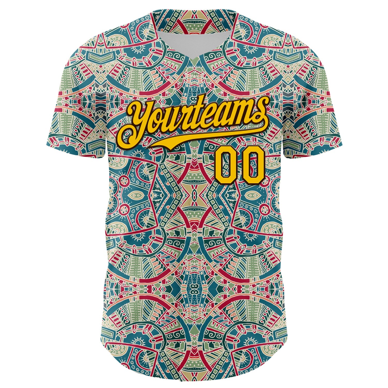 Custom Green Yellow-Brown 3D Pattern Design Burner Costumes Exotic Authentic Baseball Jersey view 2