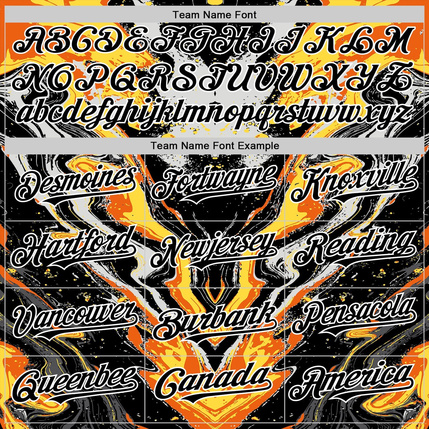 Custom Black Gray Orange Yellow-White 3D Pattern Design Rave Party Marble Lava Authentic Baseball Jersey view 4