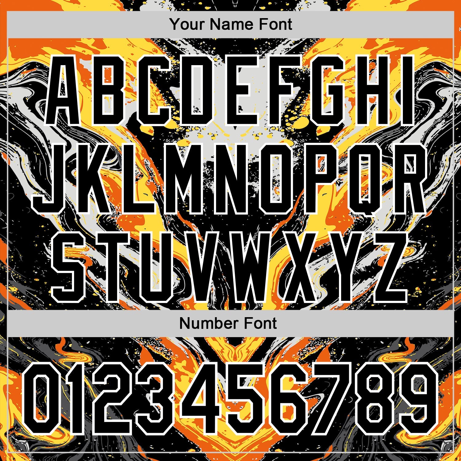 Custom Black Gray Orange Yellow-White 3D Pattern Design Rave Party Marble Lava Authentic Baseball Jersey view 5