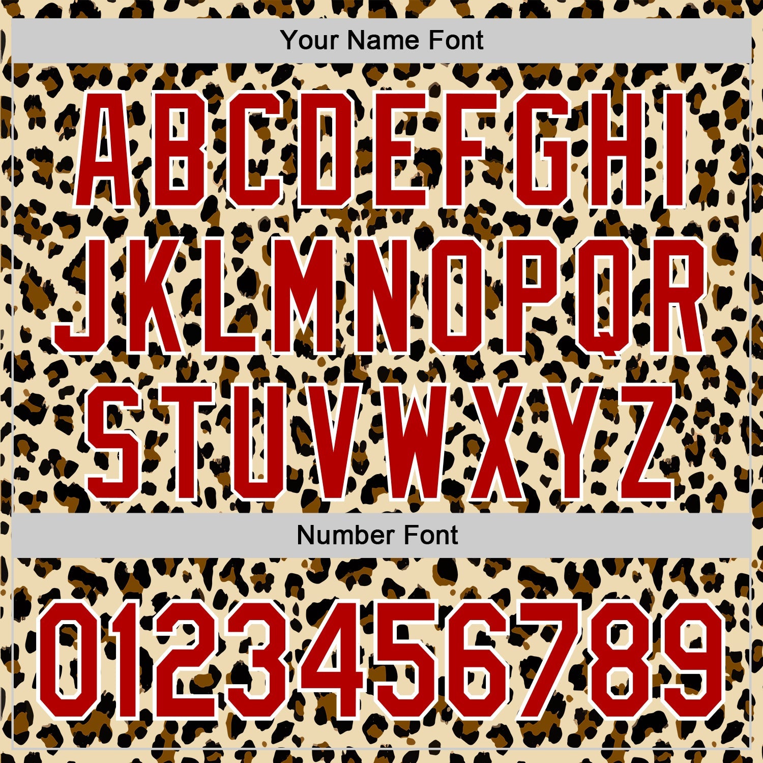 Custom Cream Red-White 3D Pattern Design Rave Party Animal Leopard Print Authentic Baseball Jersey view 5