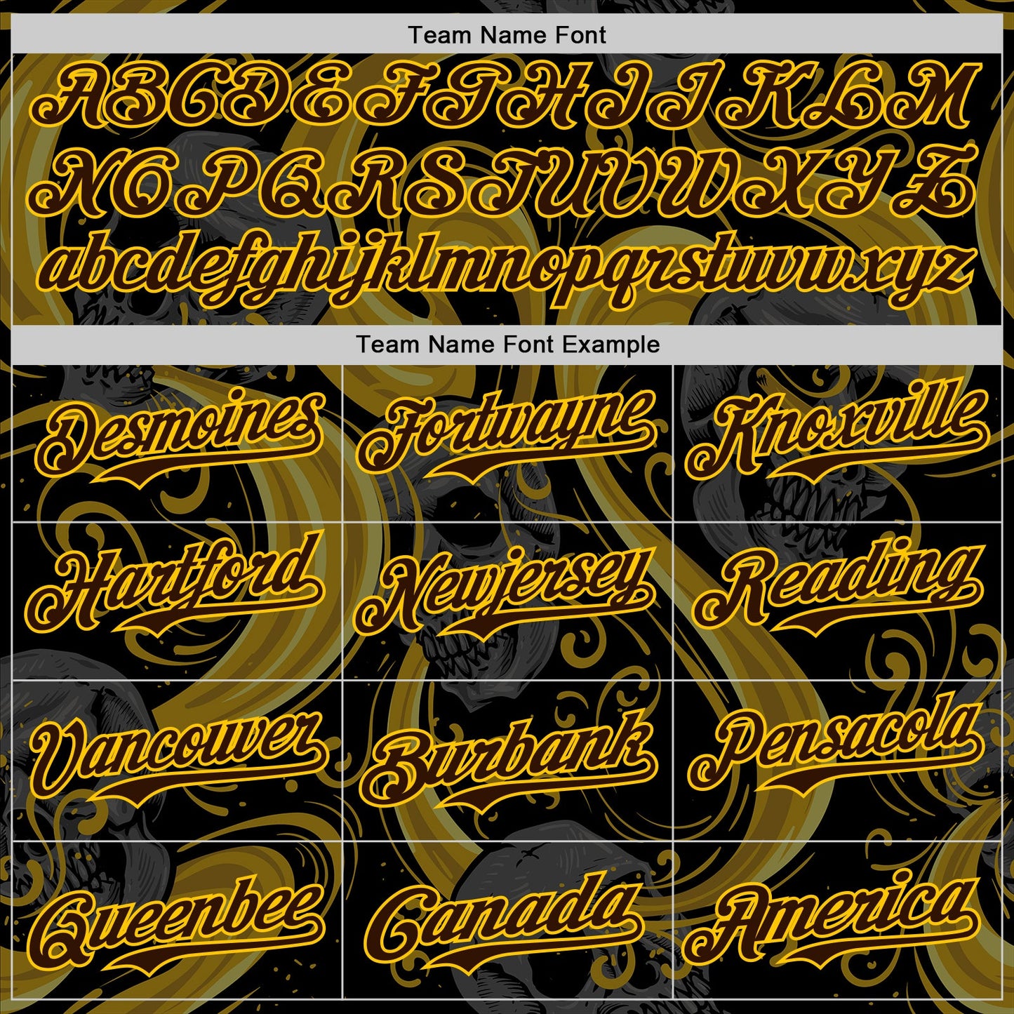 Custom Black Brown Yellow-White 3D Pattern Design Burner Costumes Skull Authentic Baseball Jersey view 4