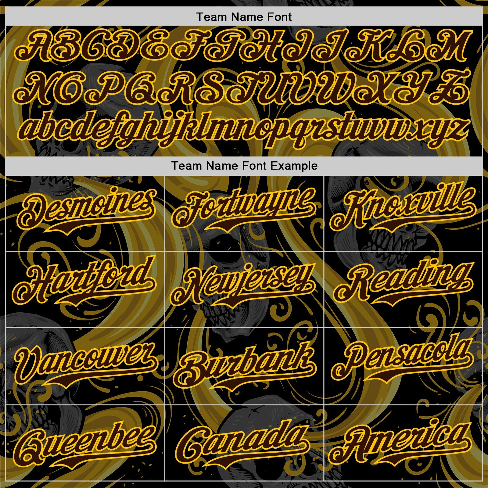 Custom Black Brown Yellow-White 3D Pattern Design Burner Costumes Skull Authentic Baseball Jersey view 4