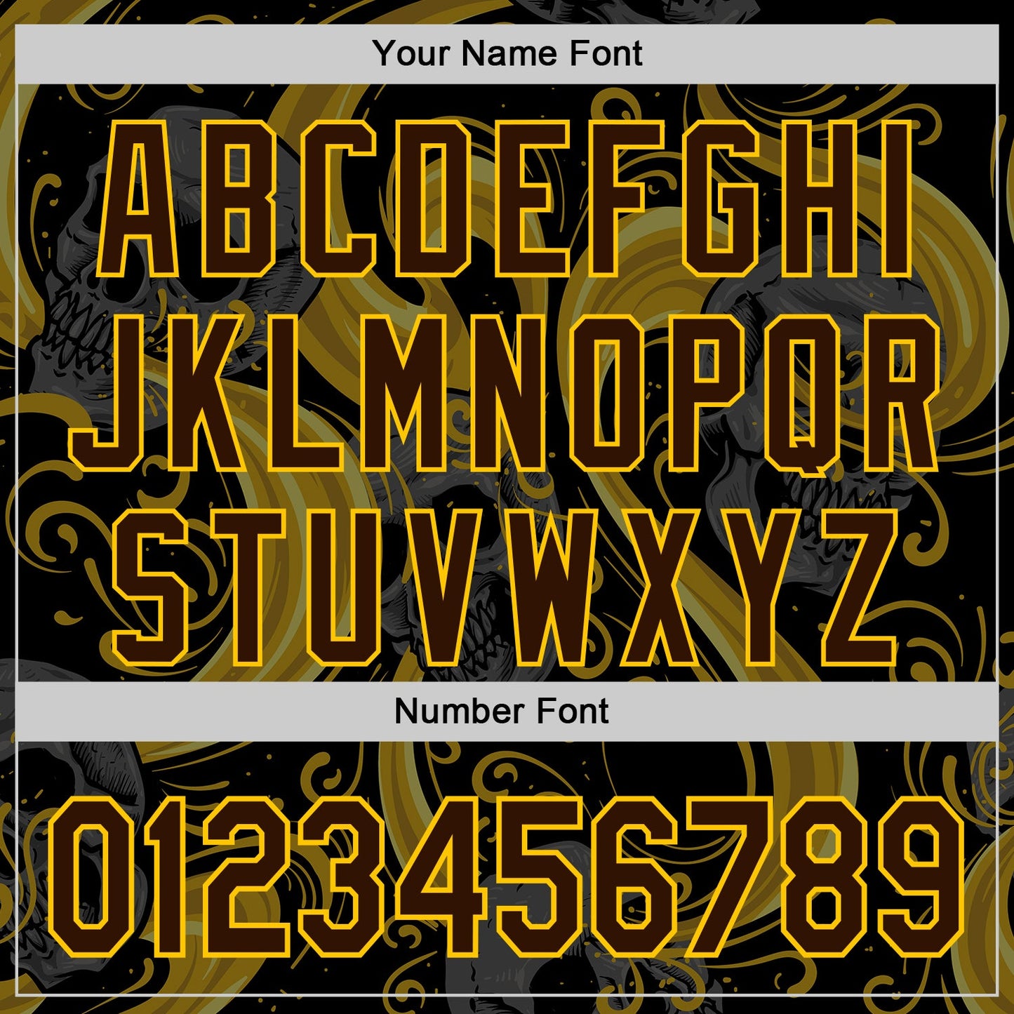 Custom Black Brown Yellow-White 3D Pattern Design Burner Costumes Skull Authentic Baseball Jersey view 5