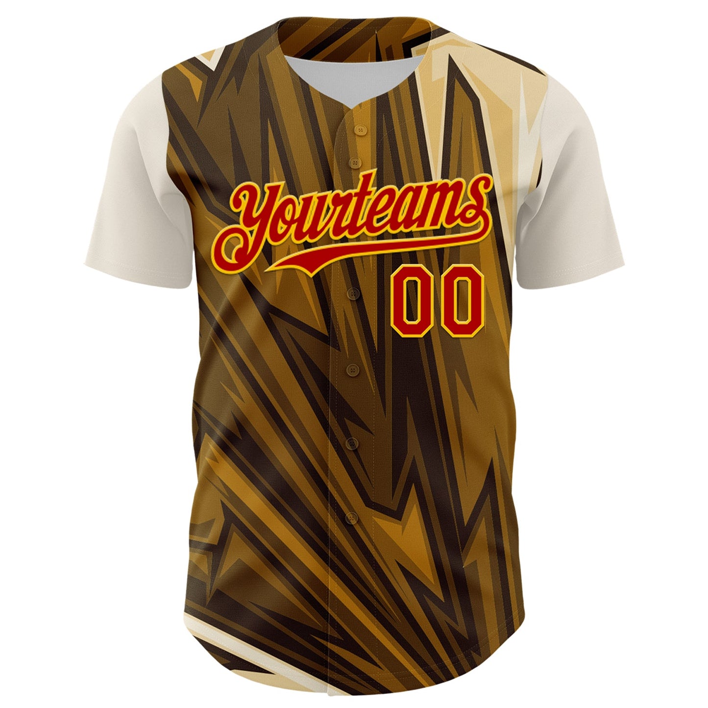 Custom Brown Red-Yellow 3D Pattern Design Burner Costumes Desert Authentic Baseball Jersey view 2
