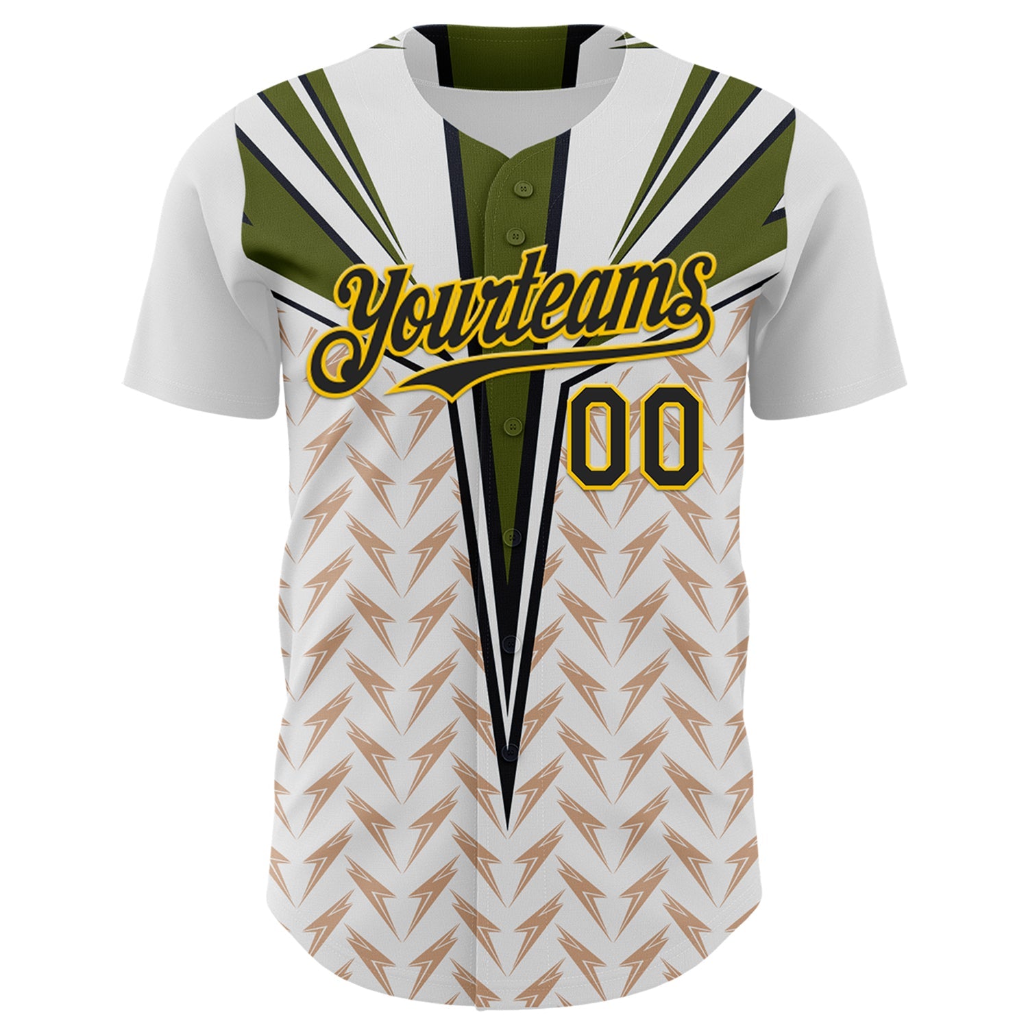 Custom White Black-Yellow 3D Pattern Design Burner Costumes Lightning Authentic Baseball Jersey view 2