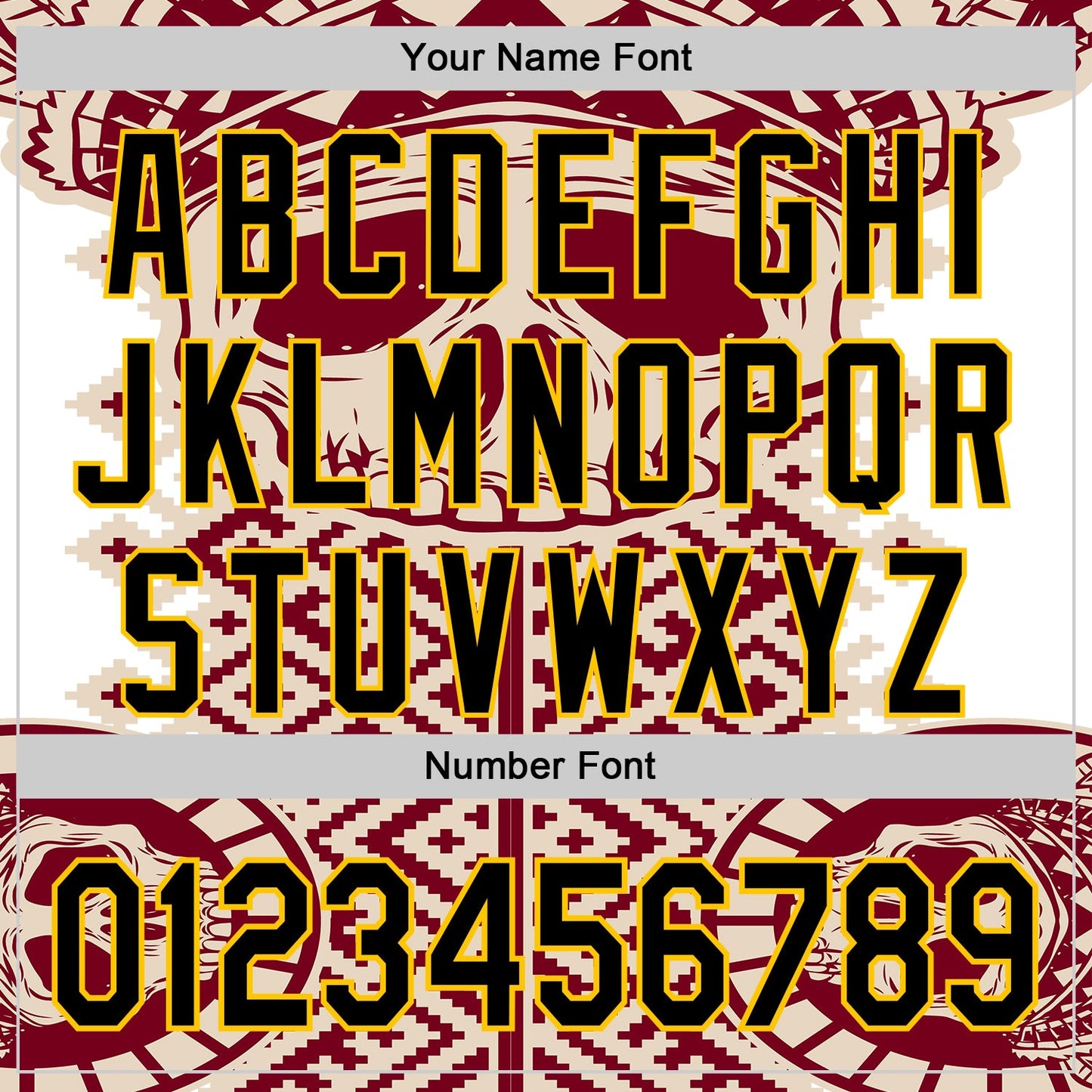 Custom Cream Black Red-Yellow 3D Pattern Design Burner Costumes Tribal Skull Authentic Baseball Jersey view 5