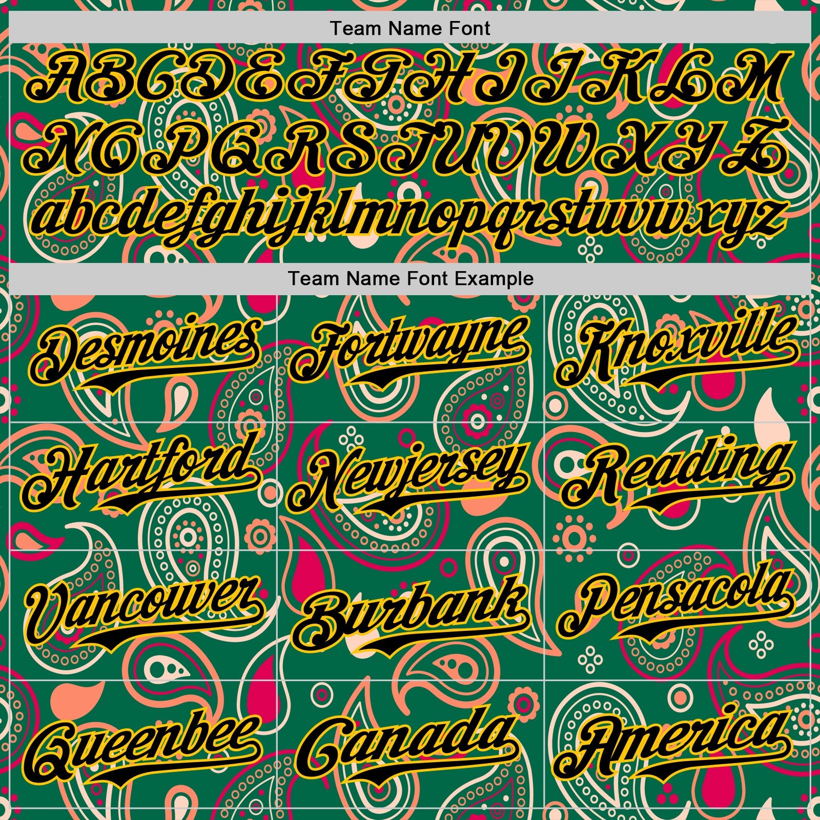 Custom Kelly Green Black-Yellow 3D Pattern Design Burner Costumes Paisley Bandana Authentic Baseball Jersey view 4