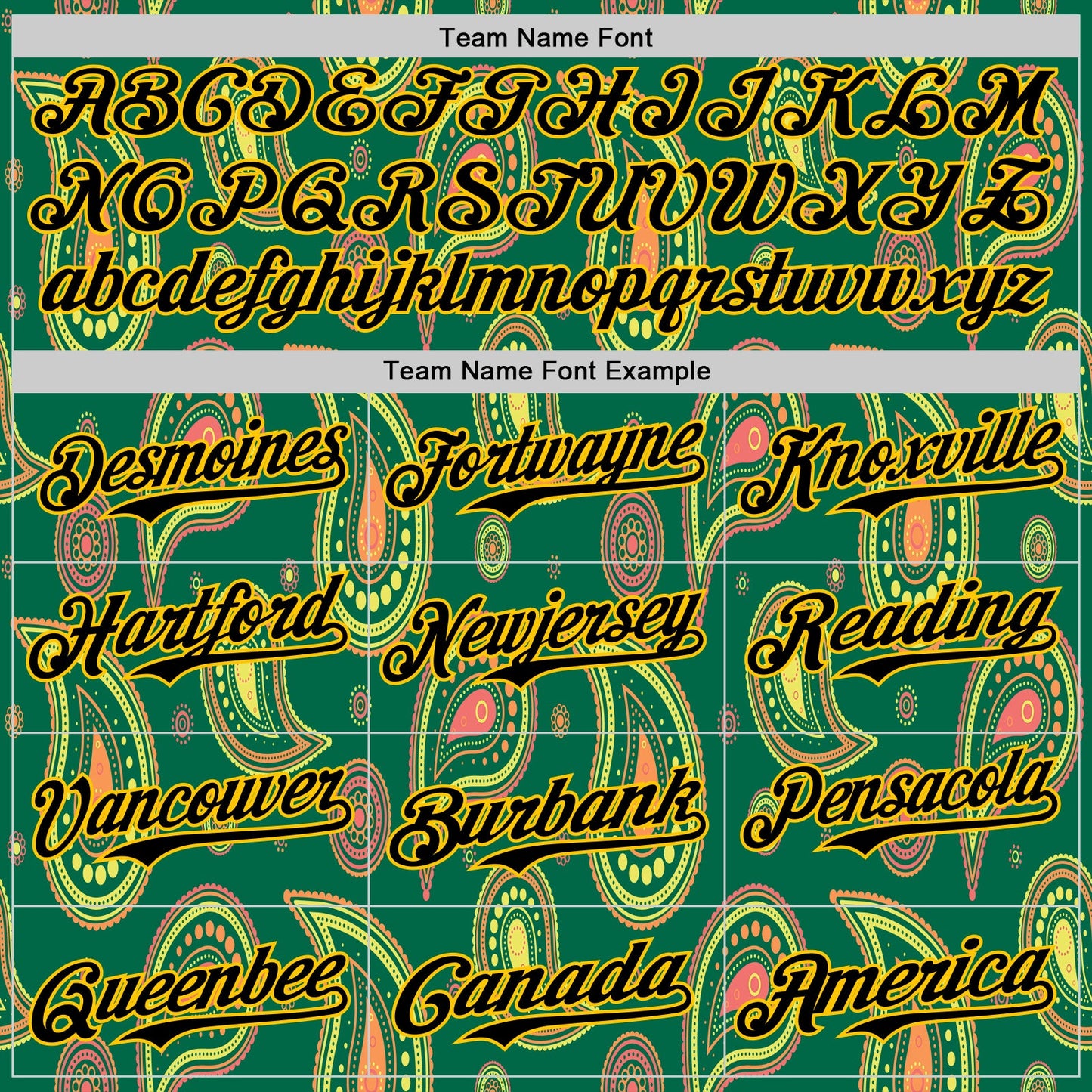 Custom Kelly Green Black-Yellow 3D Pattern Design Burner Costumes Paisley Bandana Authentic Baseball Jersey view 4