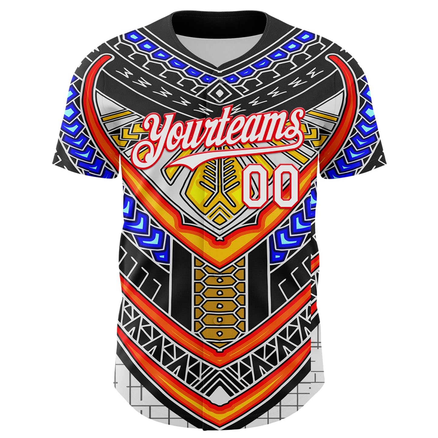 Custom Black White-Fire Red 3D Pattern Design Burner Costumes Tribal Authentic Baseball Jersey view 2