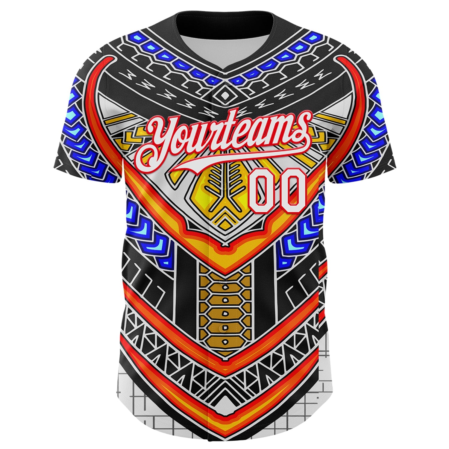 Custom Black White-Fire Red 3D Pattern Design Burner Costumes Tribal Authentic Baseball Jersey view 2