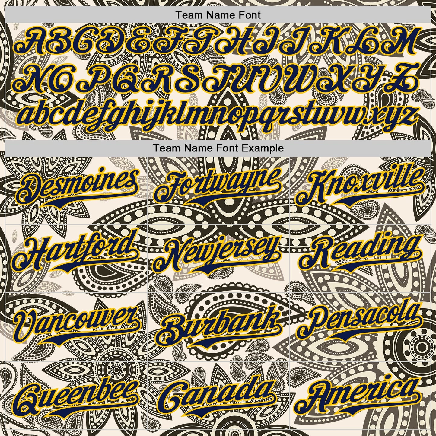 Custom Cream Navy-Yellow 3D Pattern Design Burner Costumes Paisley Bandana Authentic Baseball Jersey view 4