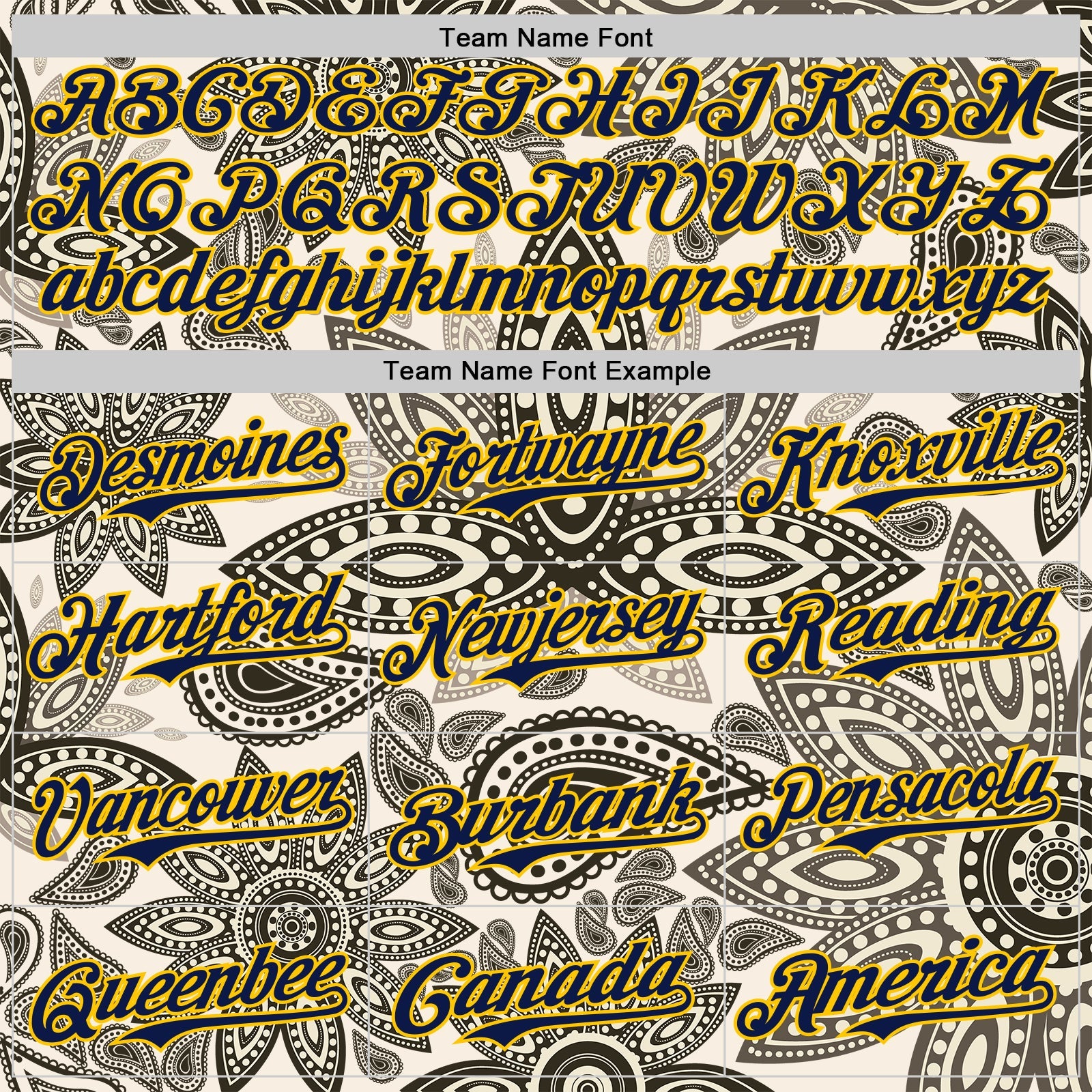 Custom Cream Navy-Yellow 3D Pattern Design Burner Costumes Paisley Bandana Authentic Baseball Jersey view 4
